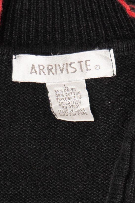 Vintage Black Arriviste Santa Ugly Christmas Cardigan (1990s)