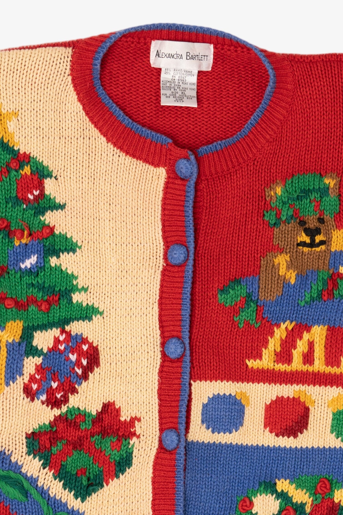 Vintage Red Alexandra Bartlett Presents Ugly Christmas Cardigan (1990s)