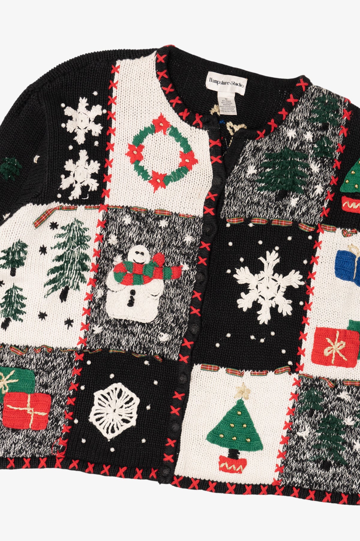 Vintage Black Hampshire Studio Ugly Christmas Cardigan (1990s)