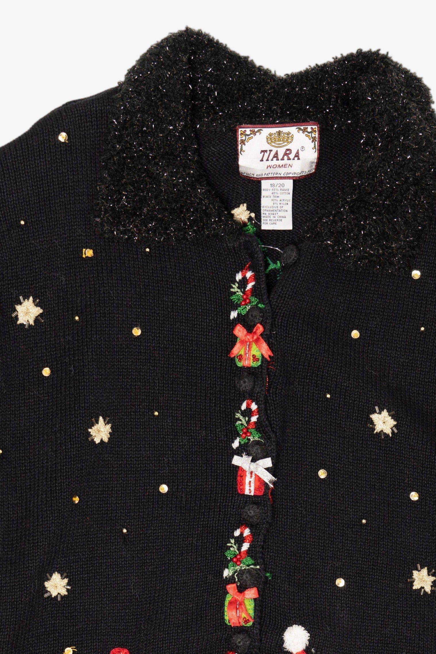 Vintage Black Tiara Ugly Christmas Cardigan (2000s)