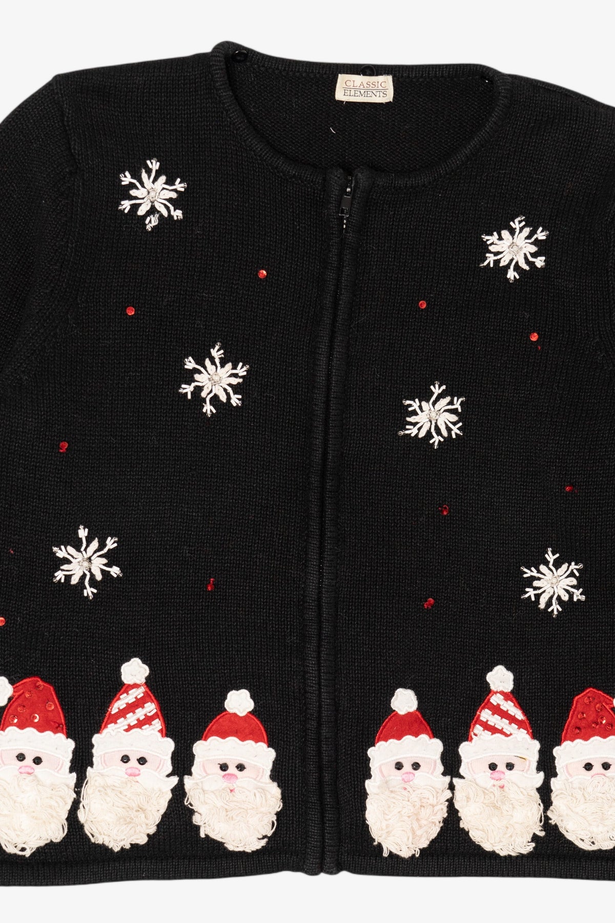Vintage Black Classic Elements Santa Ugly Christmas Cardigan (2000s)
