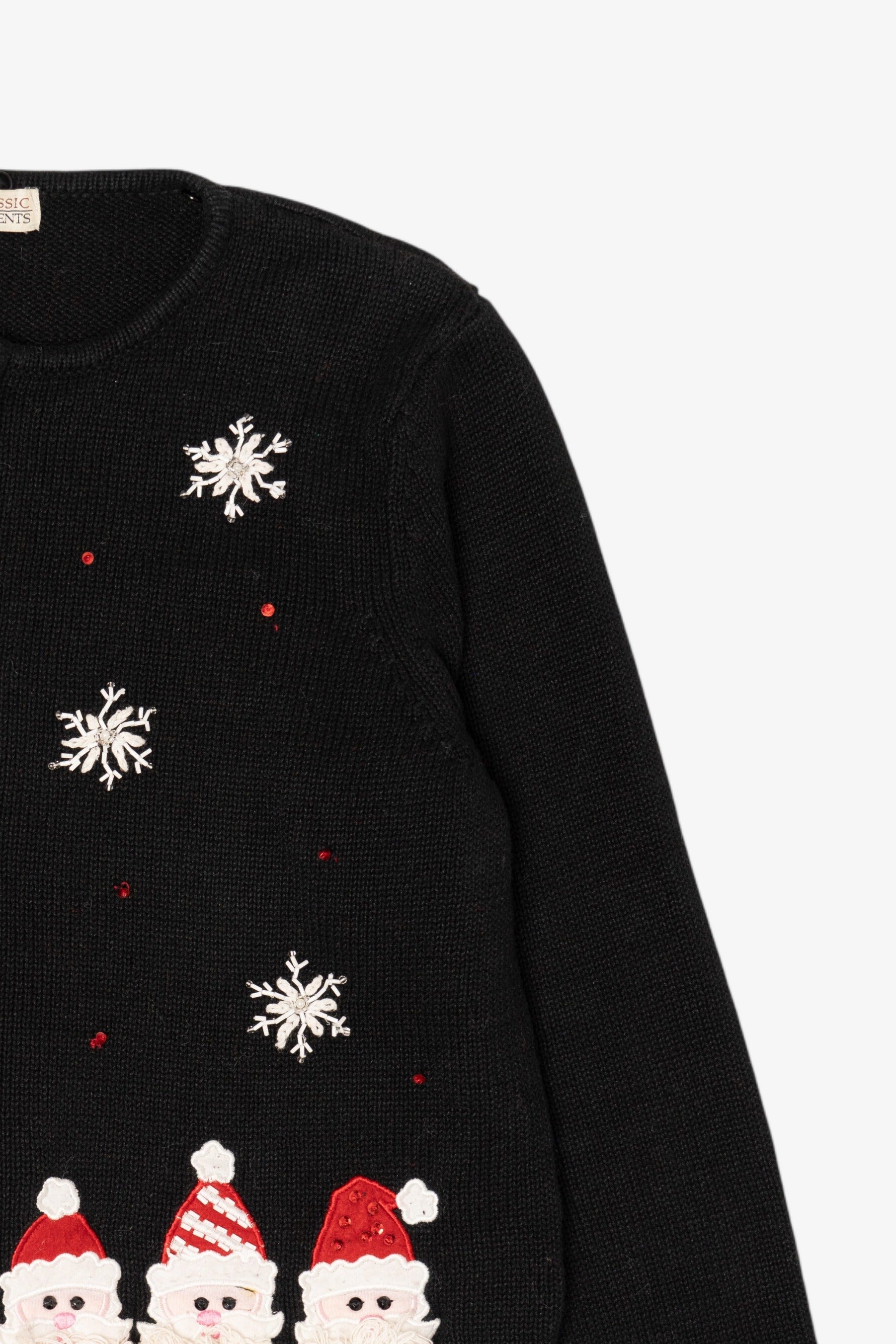 Vintage Black Classic Elements Santa Ugly Christmas Cardigan (2000s)