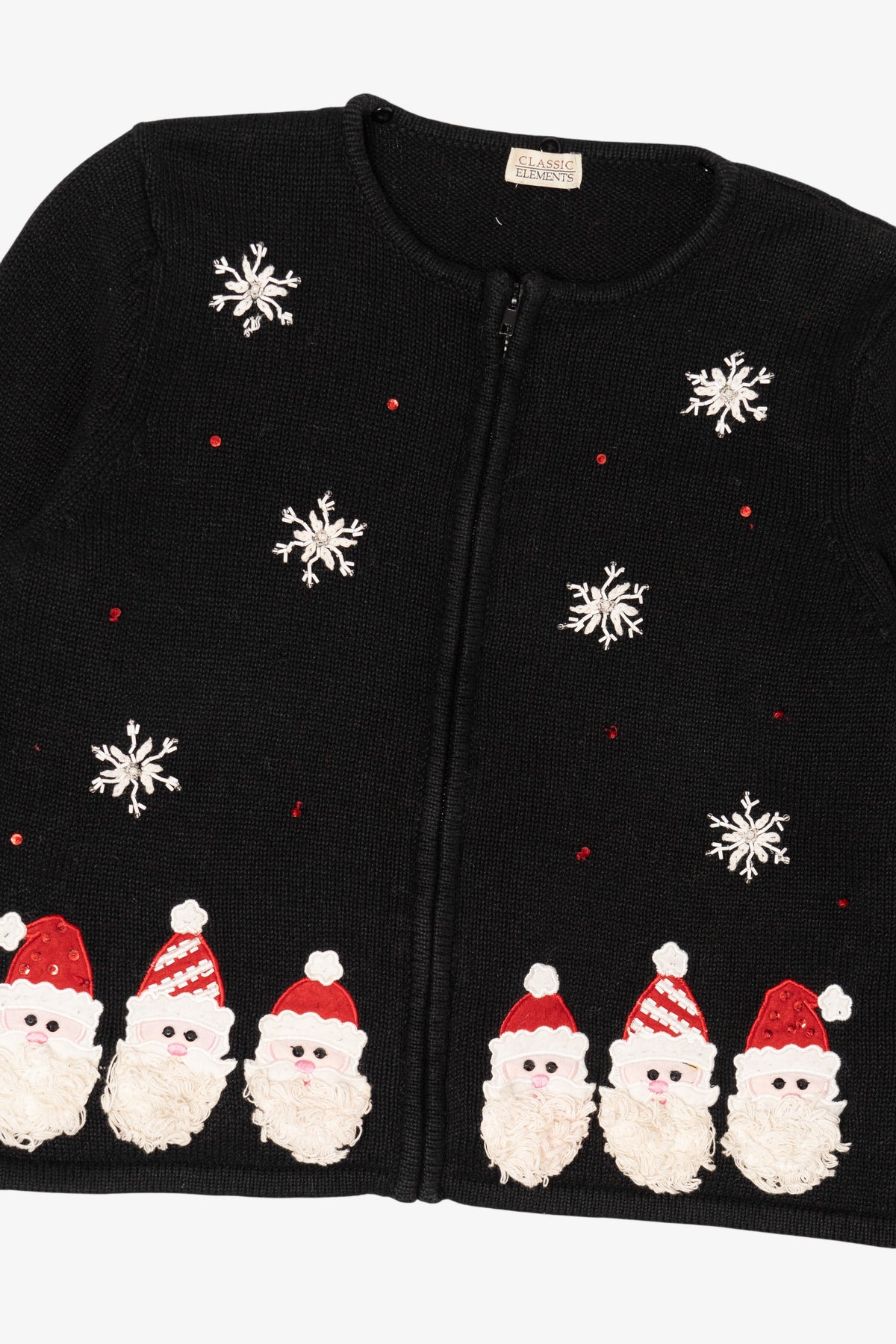 Vintage Black Classic Elements Santa Ugly Christmas Cardigan (2000s)