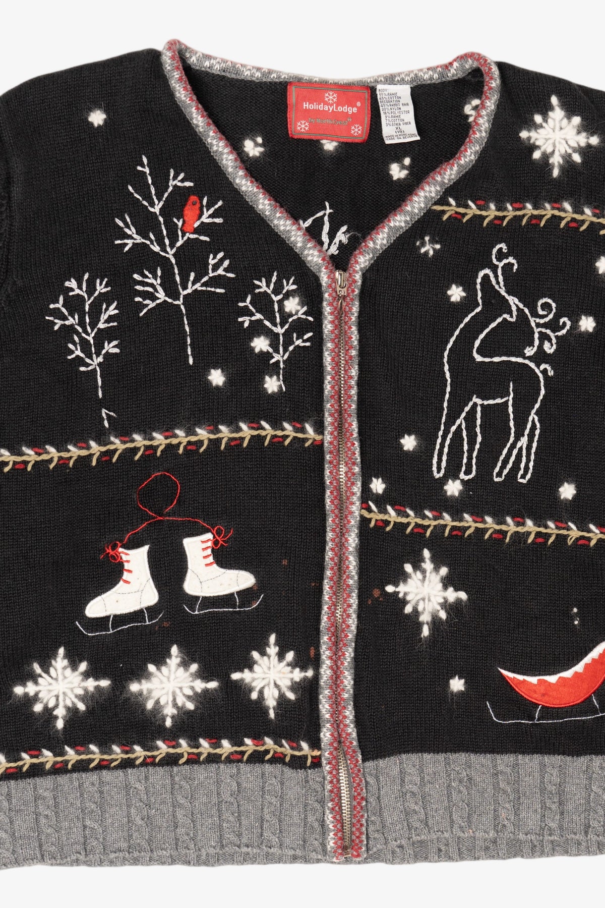 Black Holiday Lodge Ugly Christmas Cardigan (2010s)