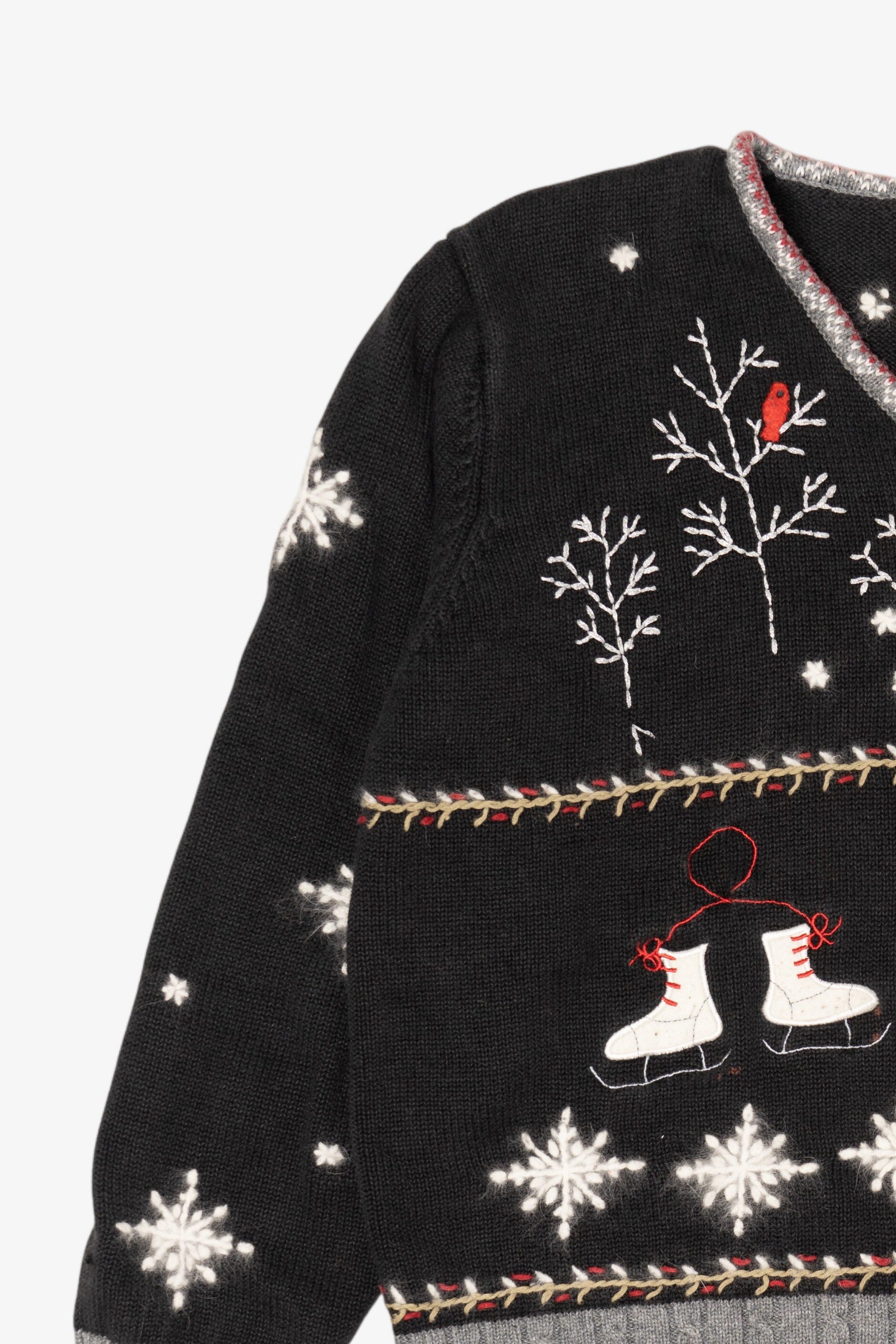 Black Holiday Lodge Ugly Christmas Cardigan (2010s)