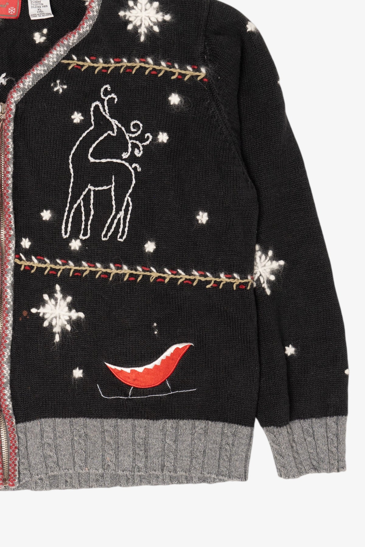 Black Holiday Lodge Ugly Christmas Cardigan (2010s)