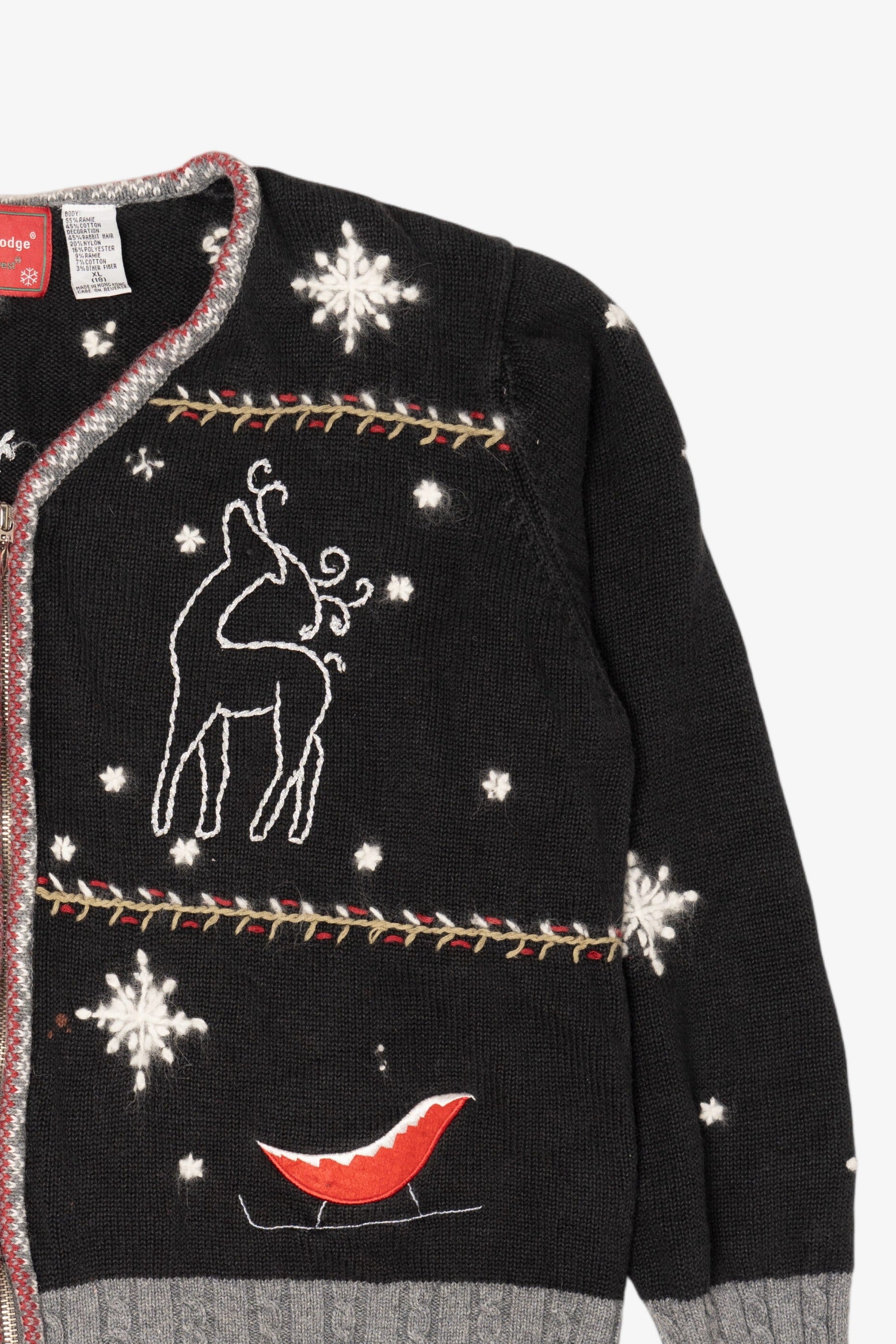 Black Holiday Lodge Ugly Christmas Cardigan (2010s)