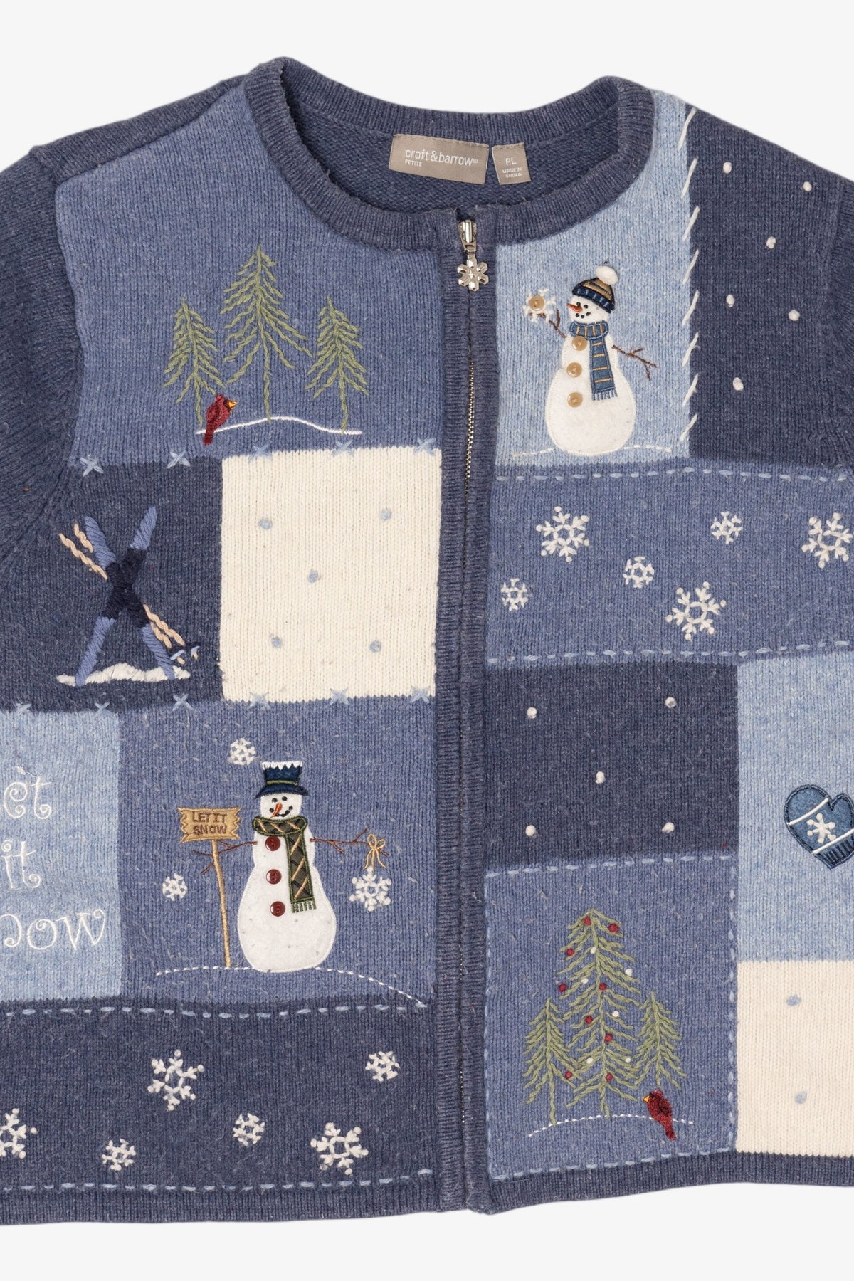 Vintage Blue Croft & Barrow Snowmen Ugly Christmas Cardigan (2000s)