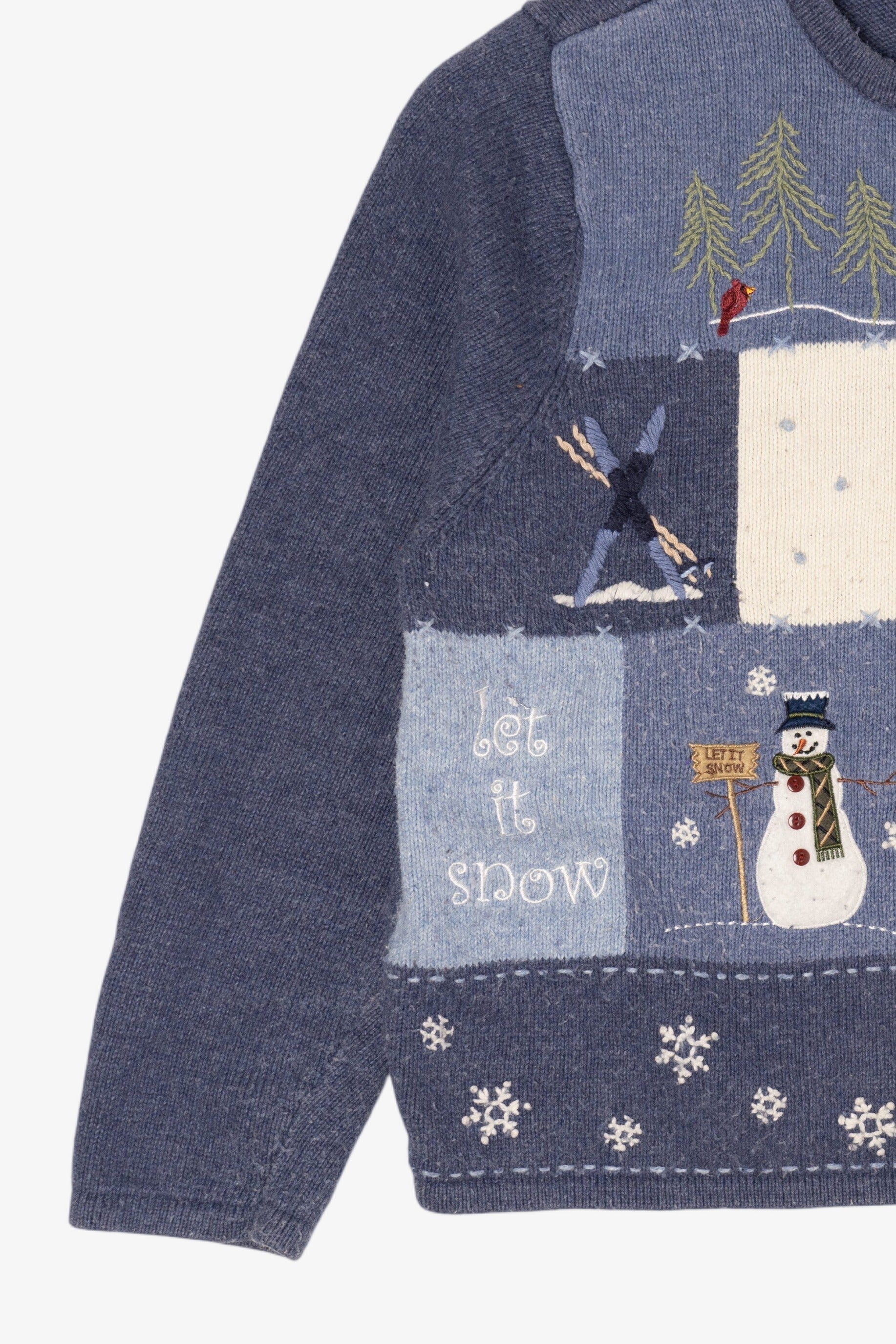 Vintage Blue Croft & Barrow Snowmen Ugly Christmas Cardigan (2000s)