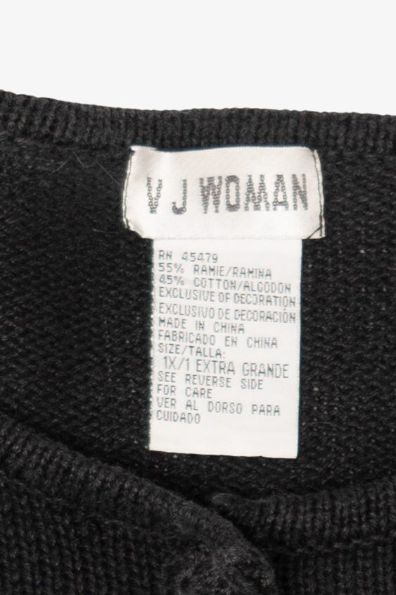 Vintage Black VJ Women Bows Ugly Christmas Pullover (1990s)