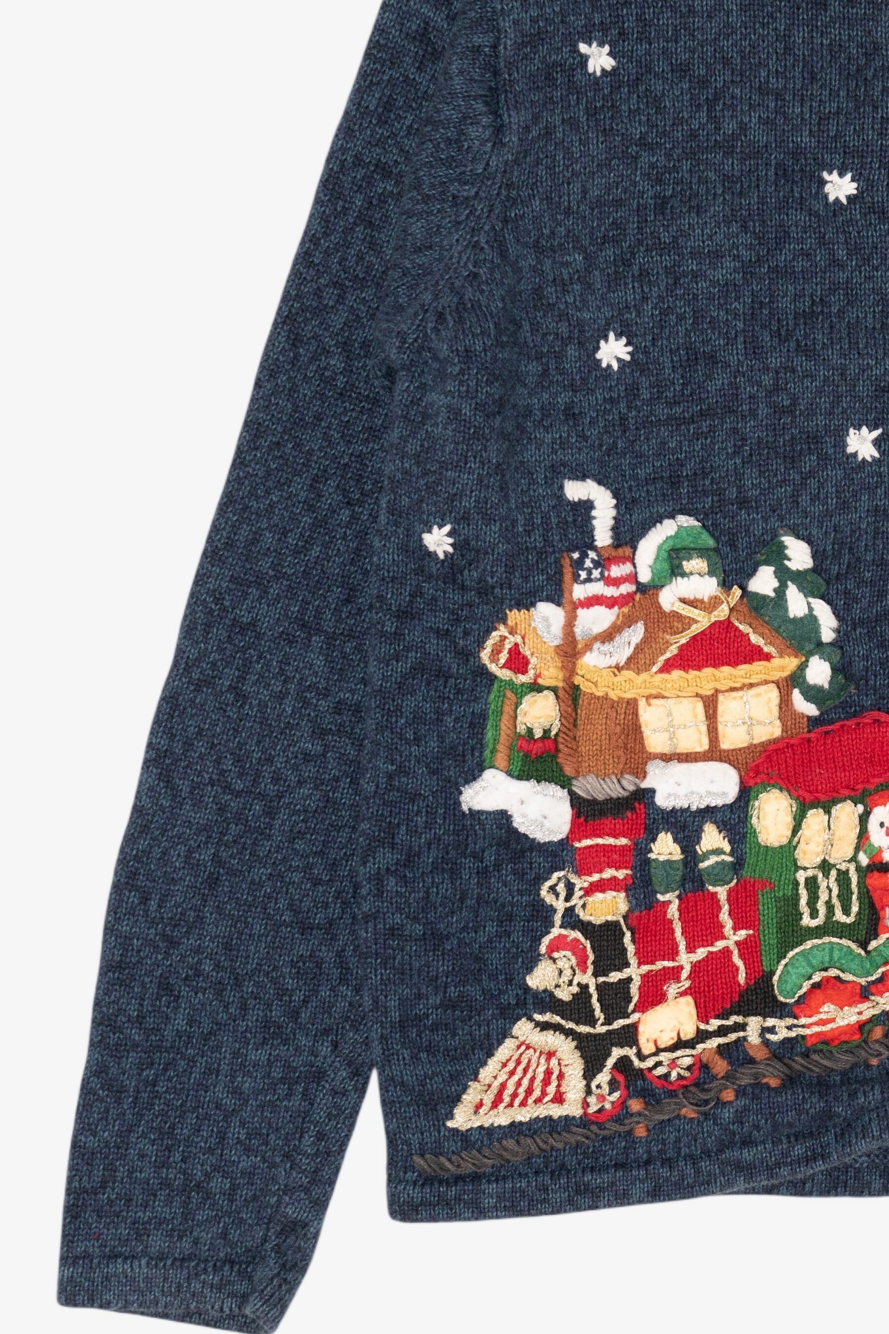 Vintage Navy Blue Heirloom Collectibles Presents Christmas Cardigan (2000s)