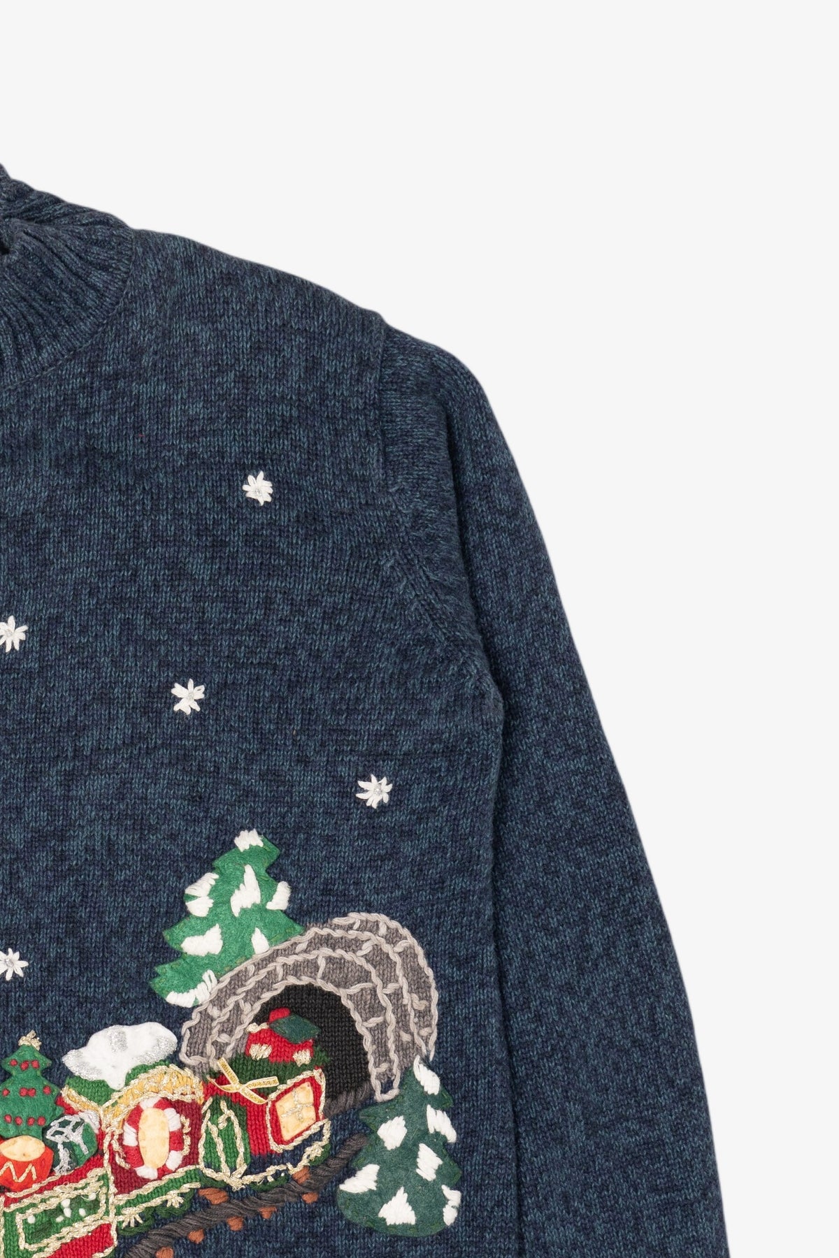 Vintage Navy Blue Heirloom Collectibles Presents Christmas Cardigan (2000s)