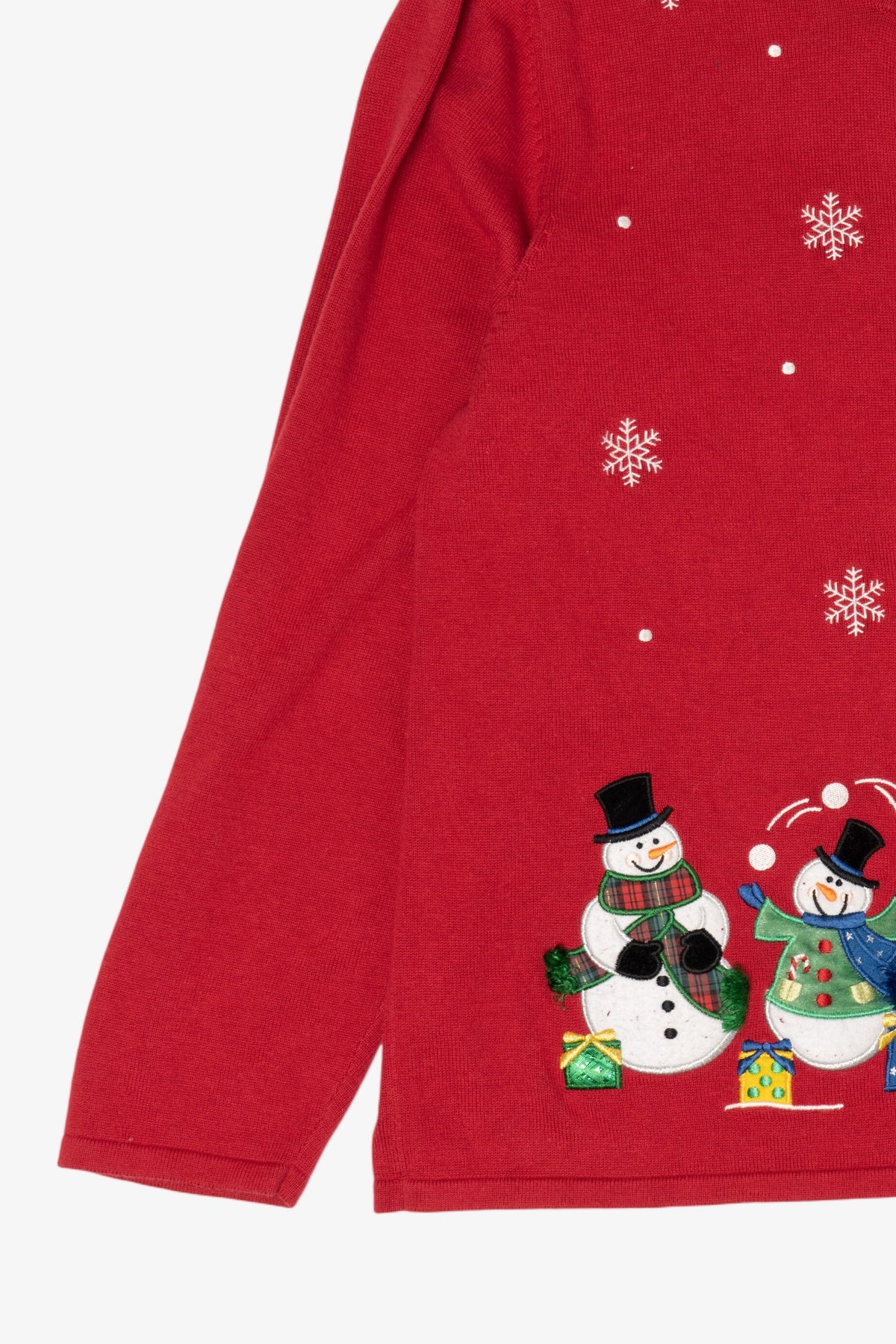 Vintage Lightweight Red Croft & Barrow Snowmen Ugly Christmas Cardigan (2000s)