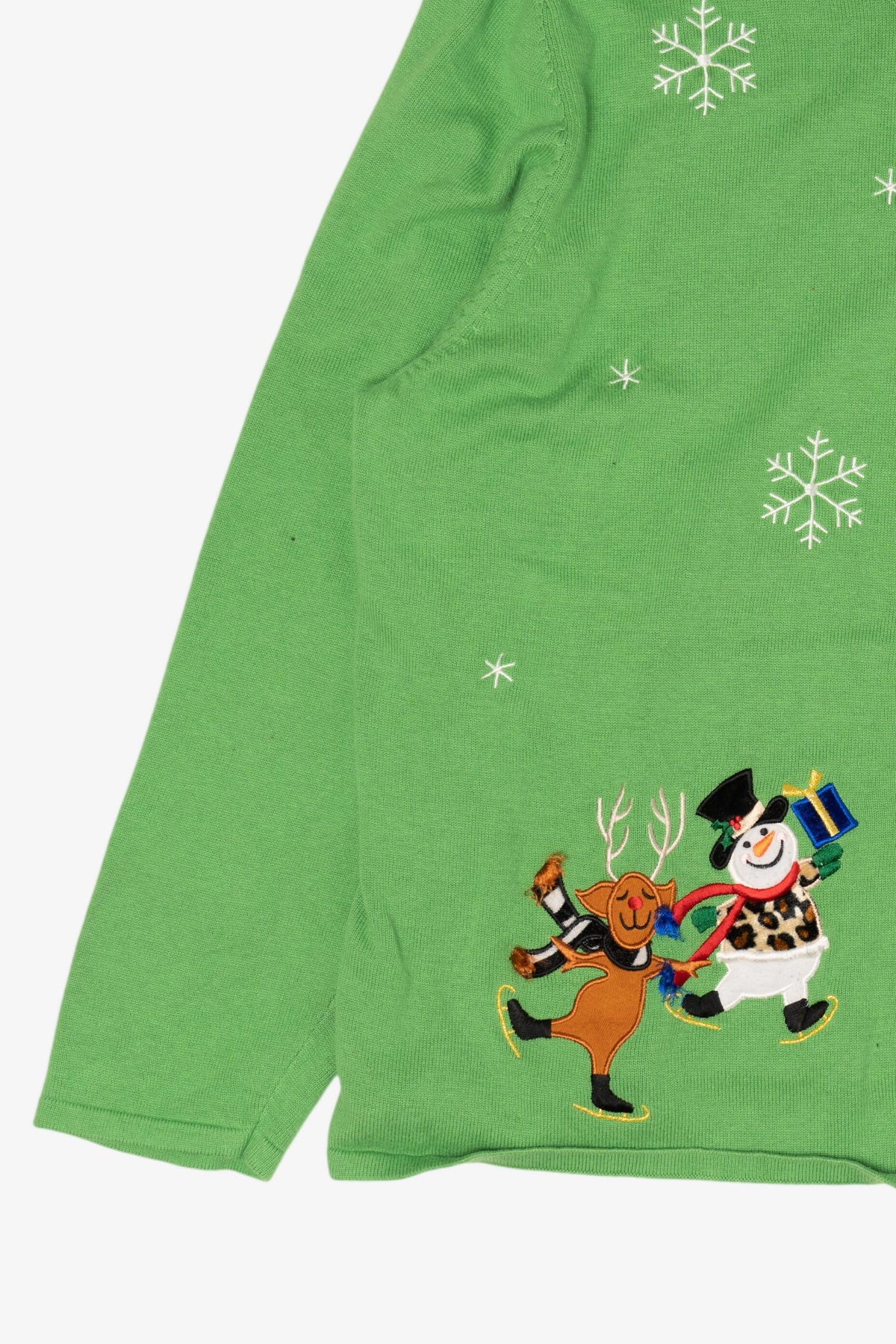 Vintage Lightweight Green Croft & Barrow Snowflakes Christmas Cardigan (2000s)