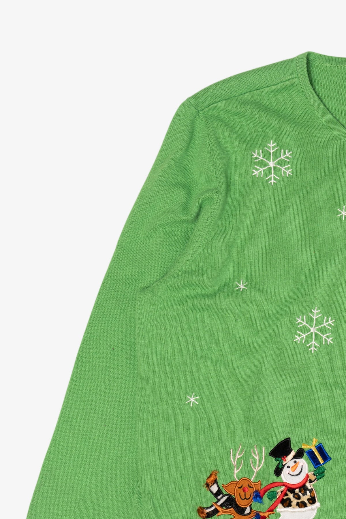 Vintage Lightweight Green Croft & Barrow Snowflakes Christmas Cardigan (2000s)