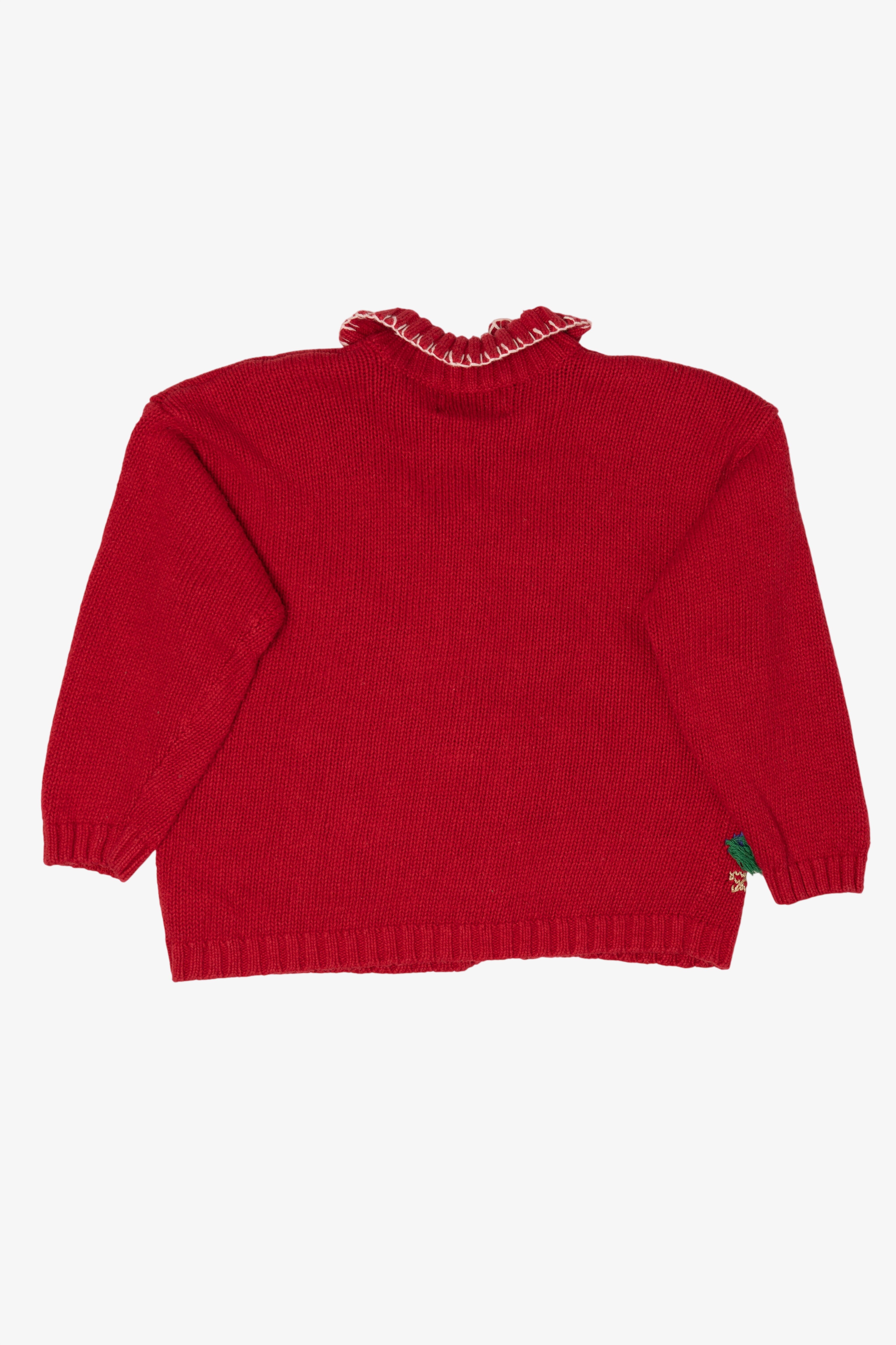 Vintage Red Tiara Snowmen Skiing Ugly Christmas Cardigan (1990s)