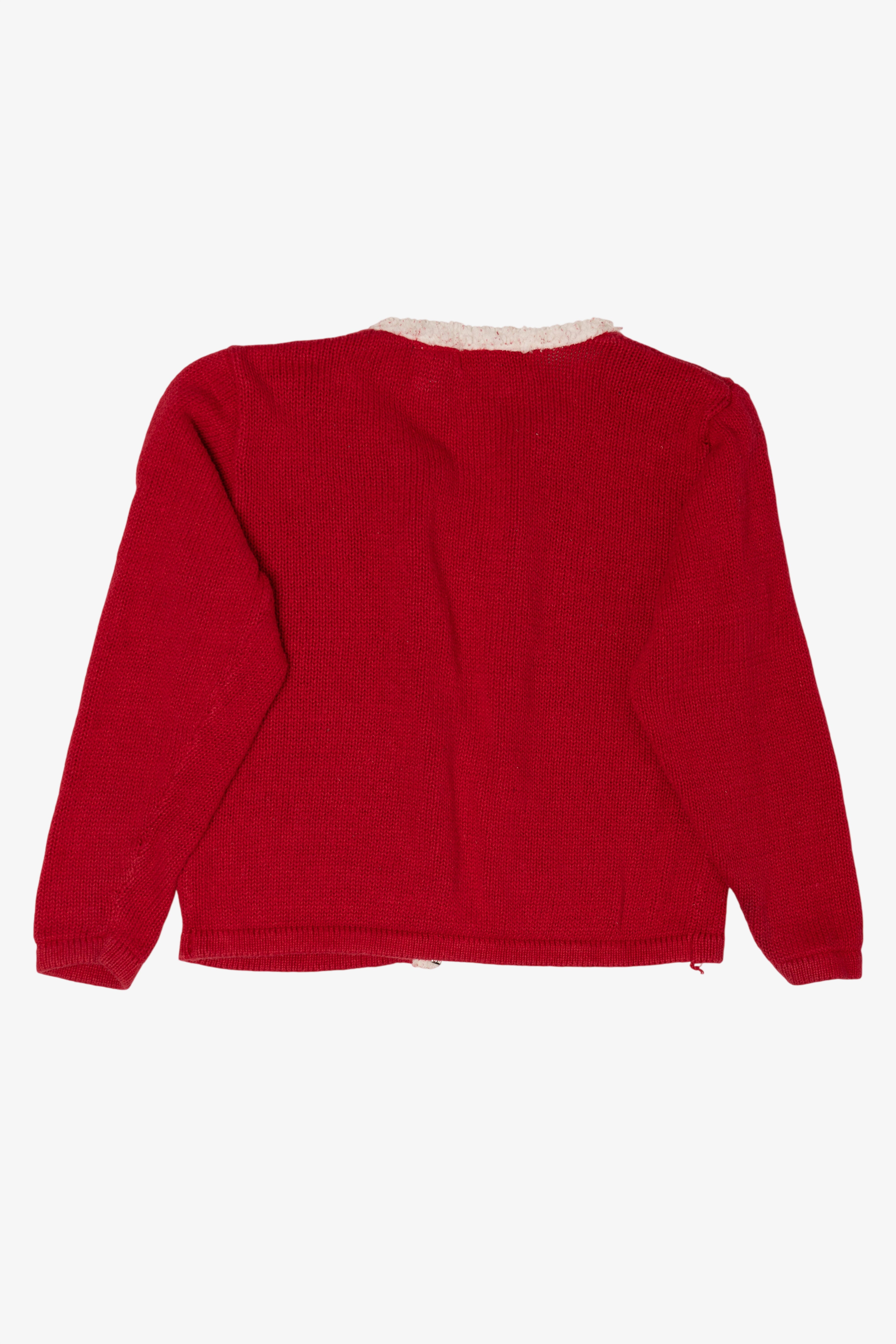 Kids Vintage Red Air Port Snowmen Ugly Christmas Cardigan (2000s)