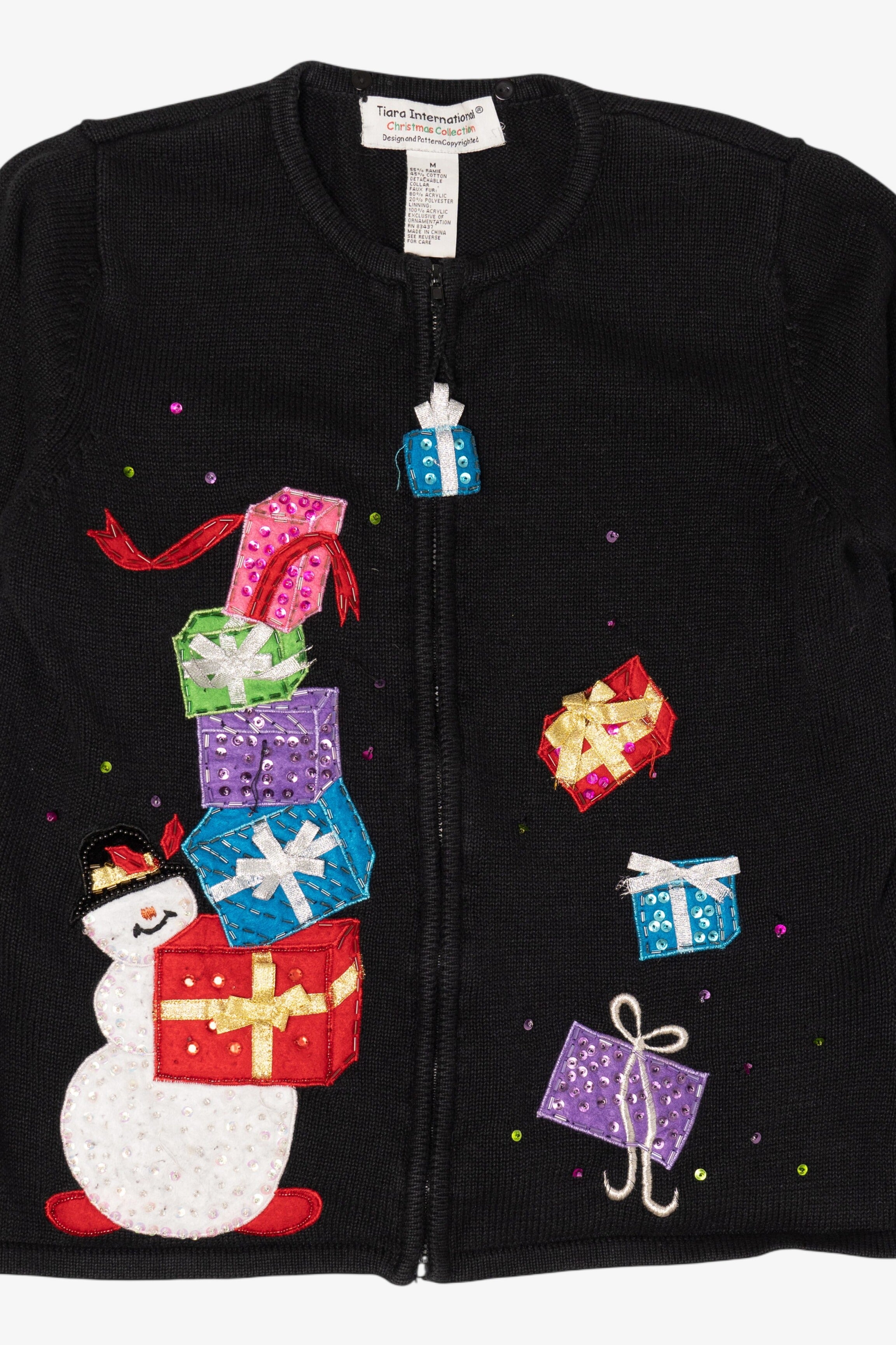 Vintage Black Tiara Presents Ugly Christmas Cardigan (2000s)