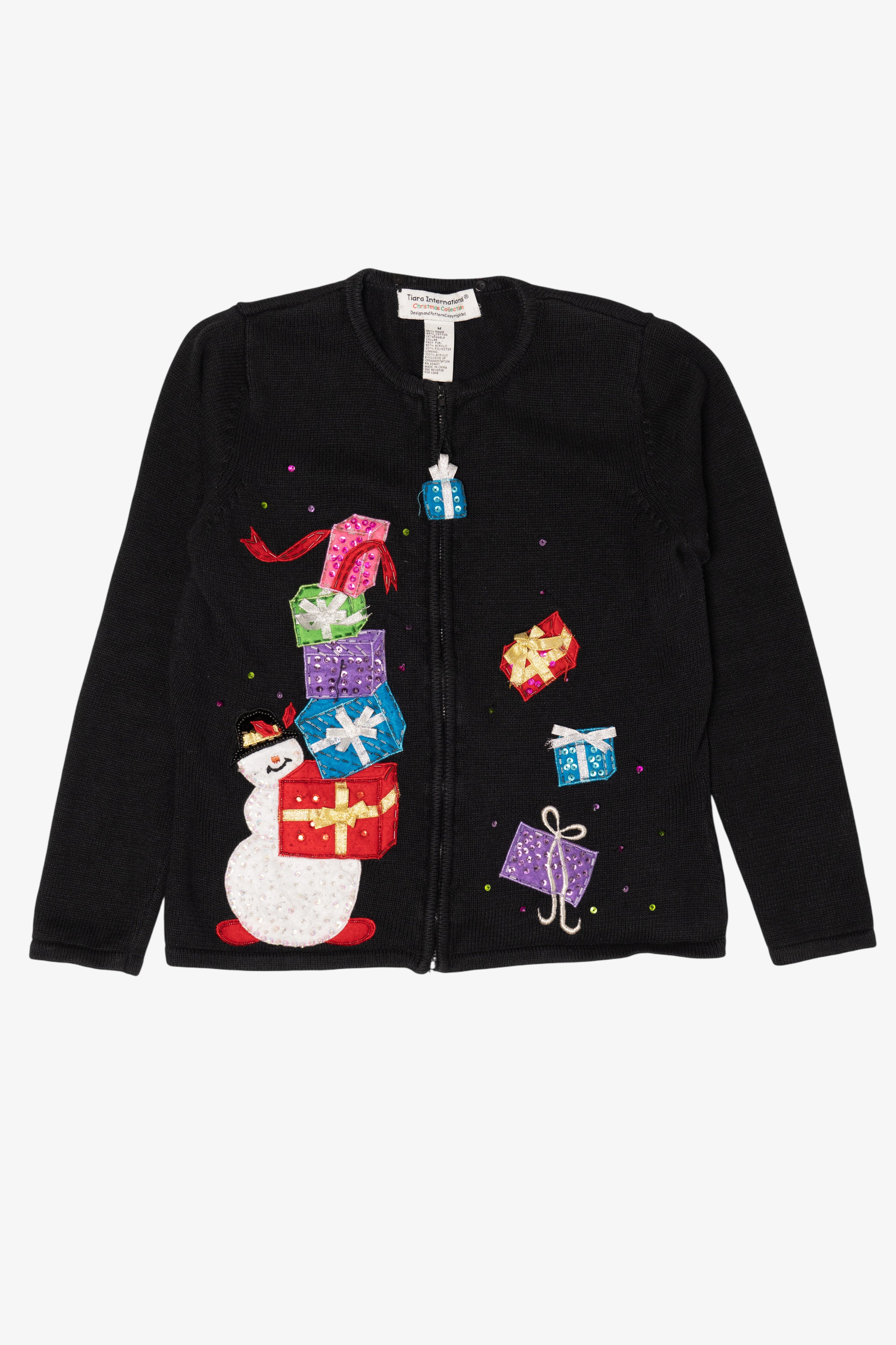 Vintage Black Tiara Presents Ugly Christmas Cardigan (2000s)