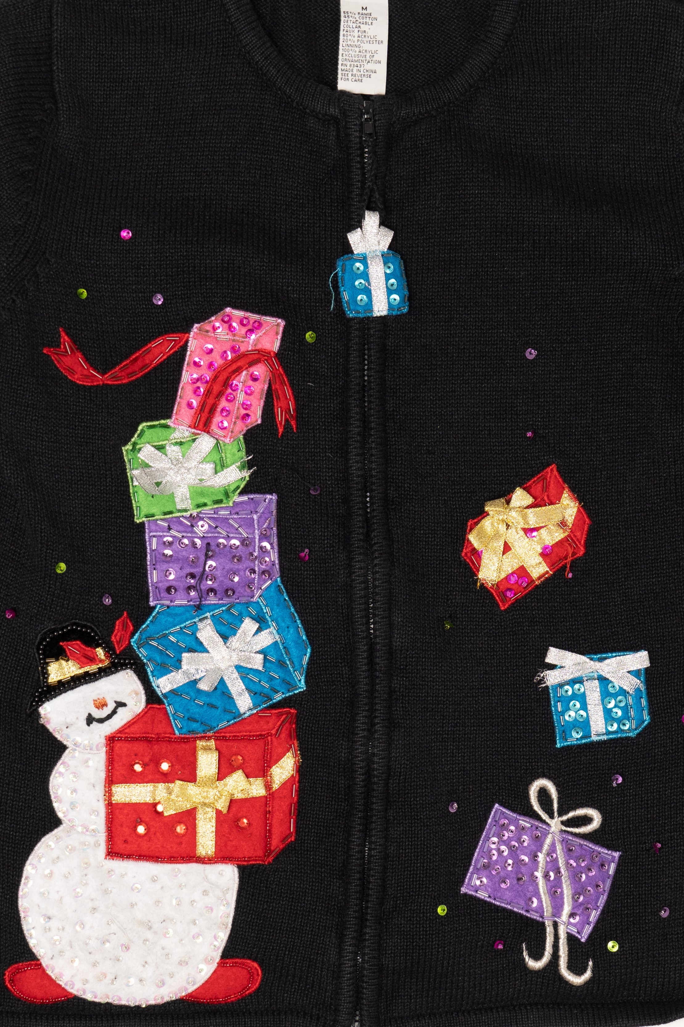 Vintage Black Tiara Presents Ugly Christmas Cardigan (2000s)