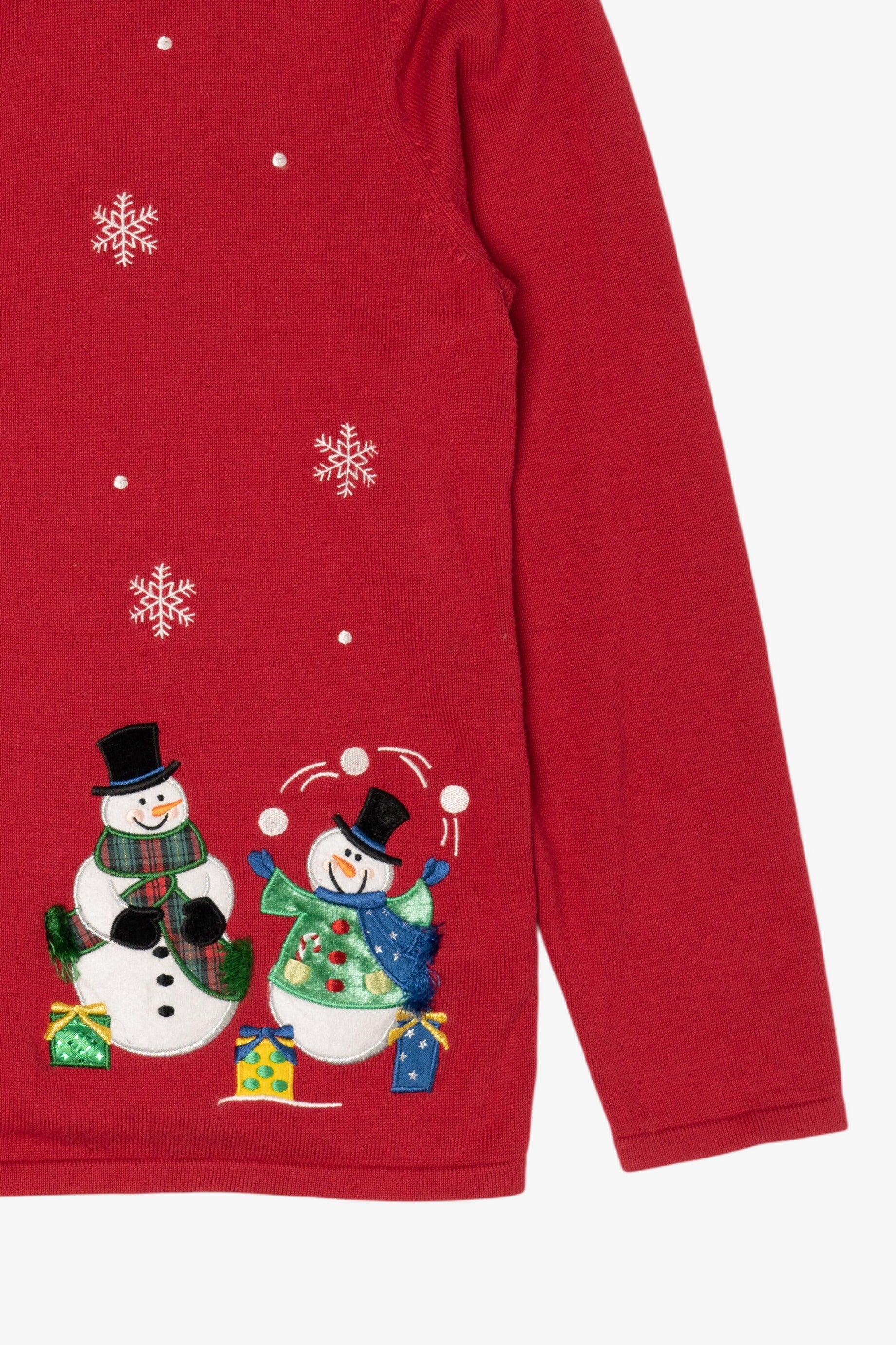 Vintage Lightweight Red Croft & Barrow Snowmen Ugly Christmas Cardigan (2000s)