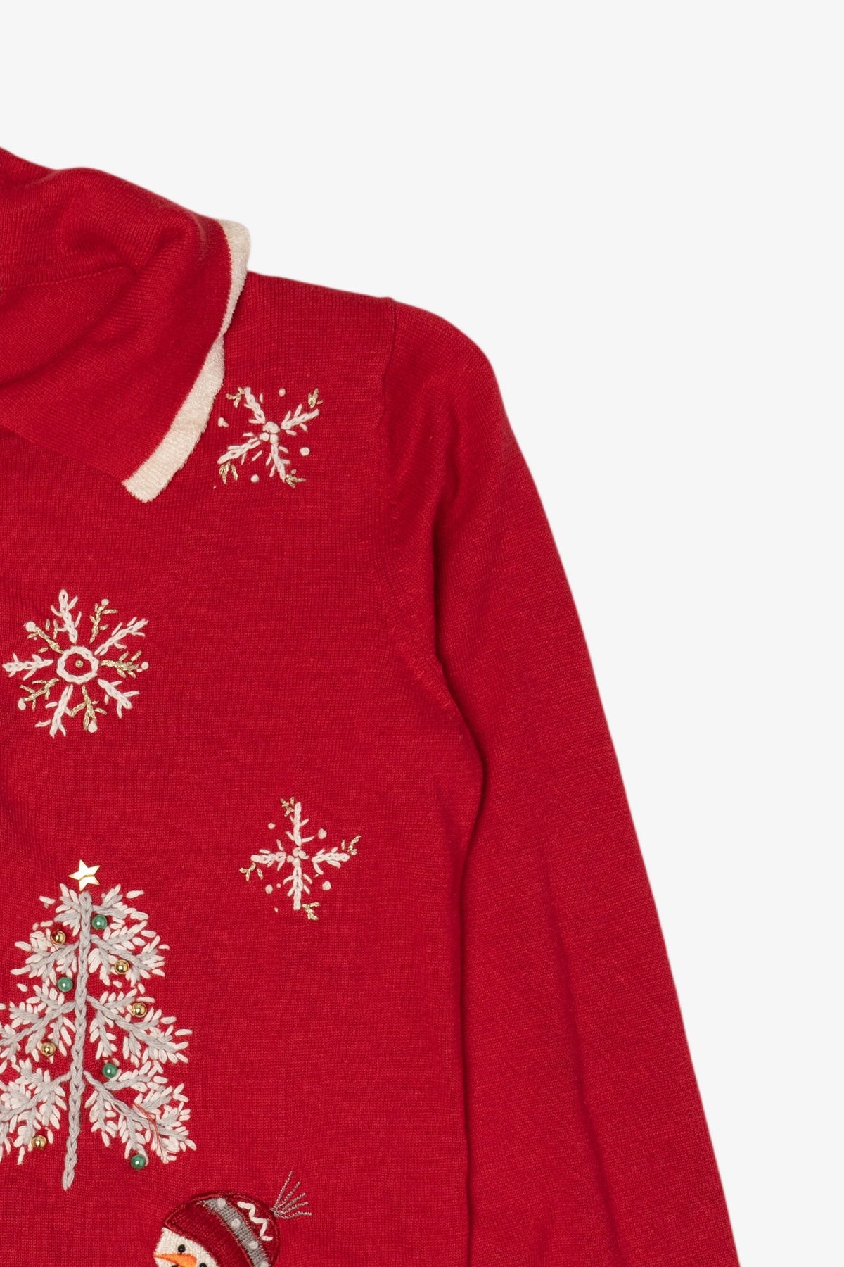 Vintage Red Mercer Street Station Snowmen Ugly Christmas Cardigan (2000s)