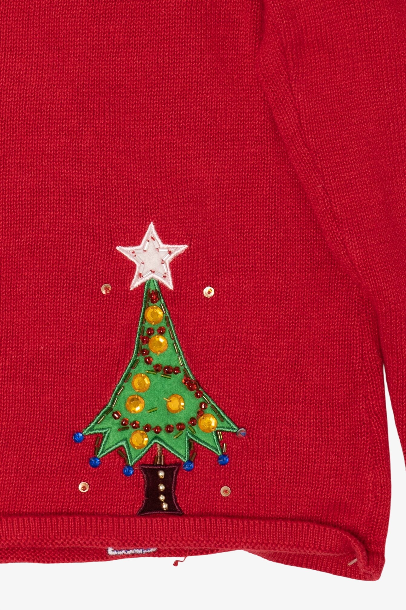 Vintage Red Tiara Trees Ugly Christmas Cardigan (2000s)