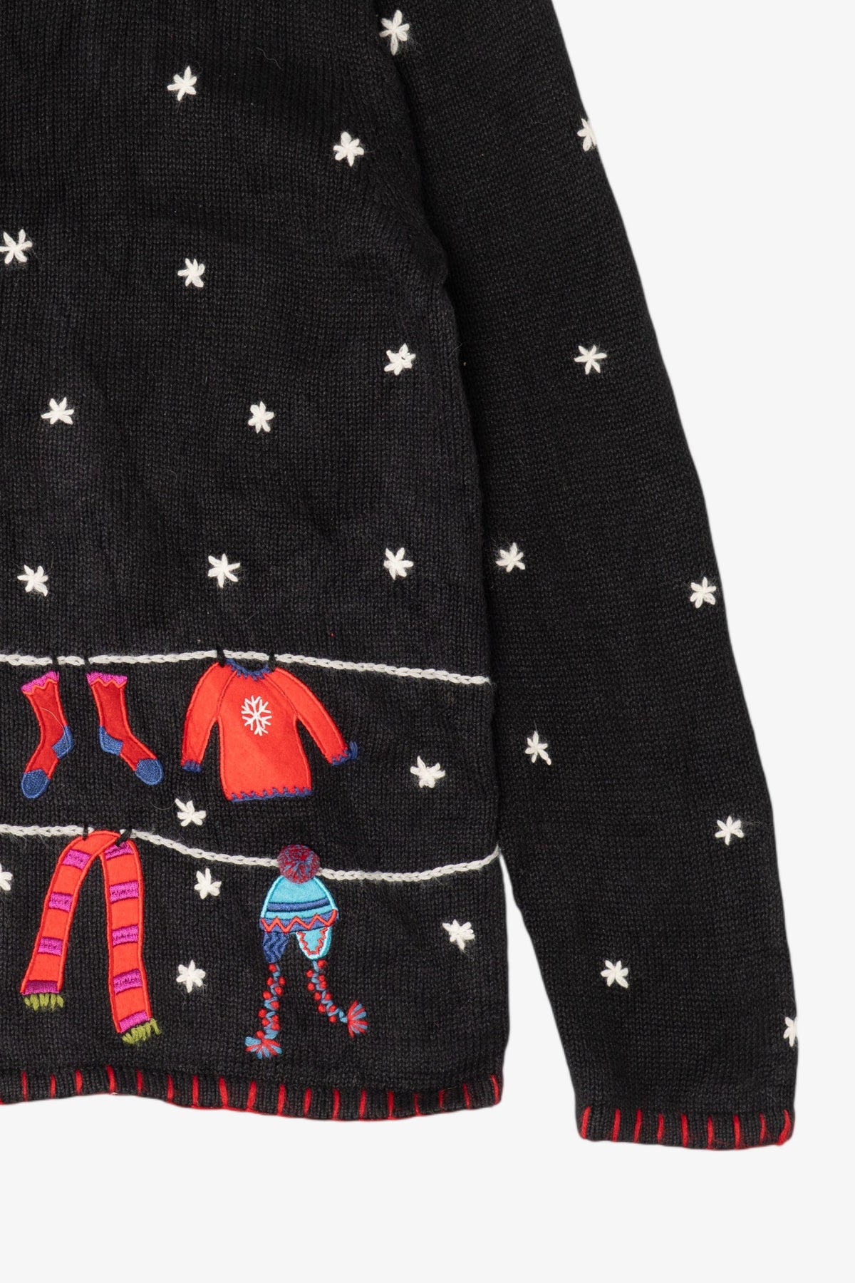 Vintage Black Coldwater Creek Stockings Ugly Christmas Cardigan (1990s)