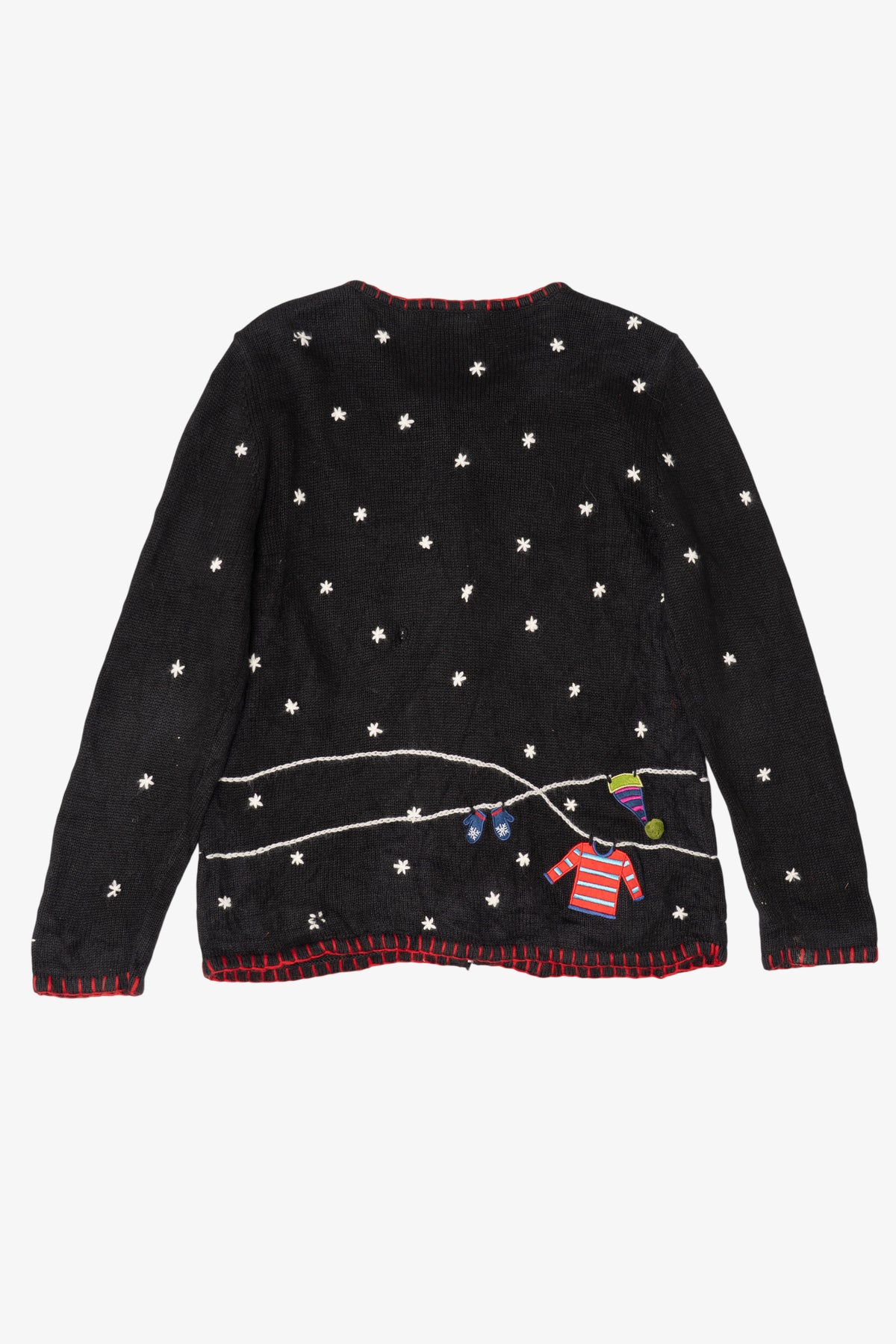 Vintage Black Coldwater Creek Stockings Ugly Christmas Cardigan (1990s)