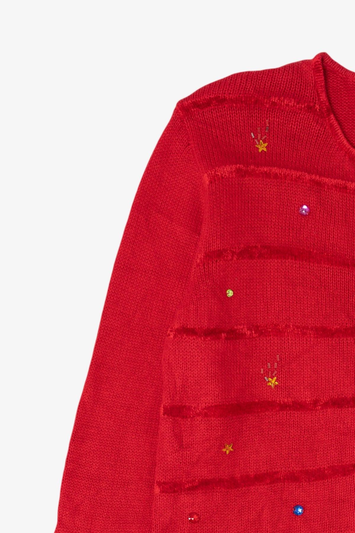 Vintage Red The Quacker Factory Reindeer Ugly Christmas Cardigan (1990s)