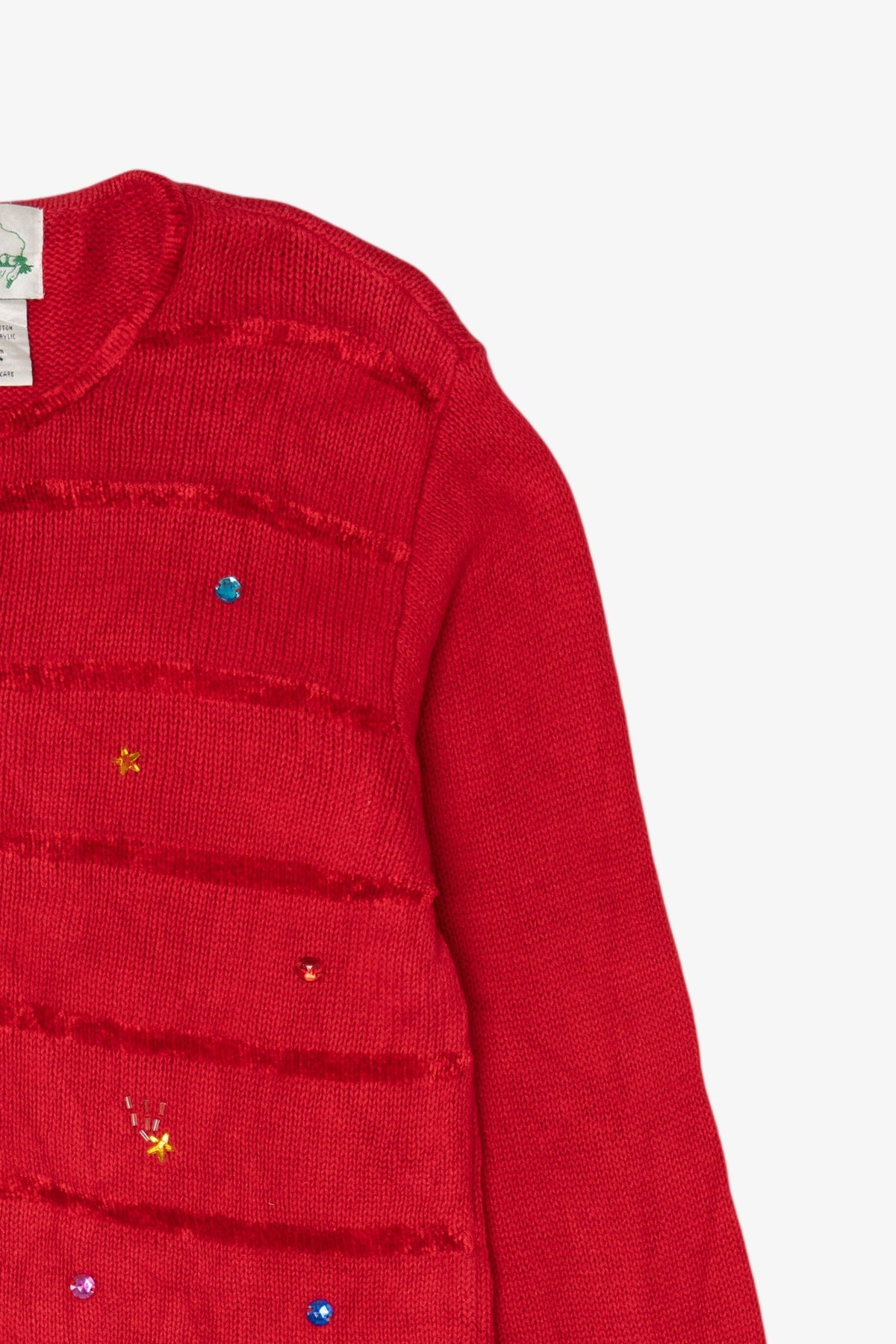 Vintage Red The Quacker Factory Reindeer Ugly Christmas Cardigan (1990s)