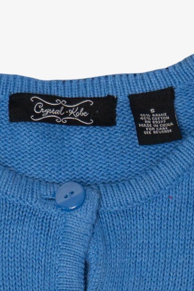 Vintage Blue Crystal Kobe Snowmen Ugly Christmas Cardigan (2000s)