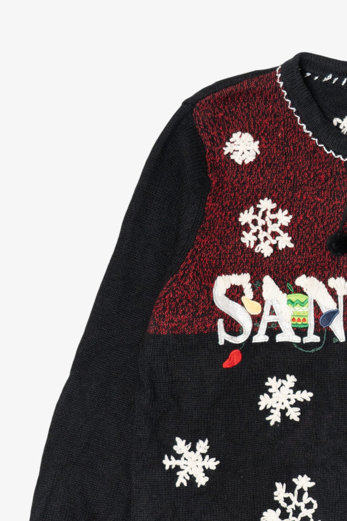 Vintage Black All Points Santa Ugly Christmas Cardigan (1990s)