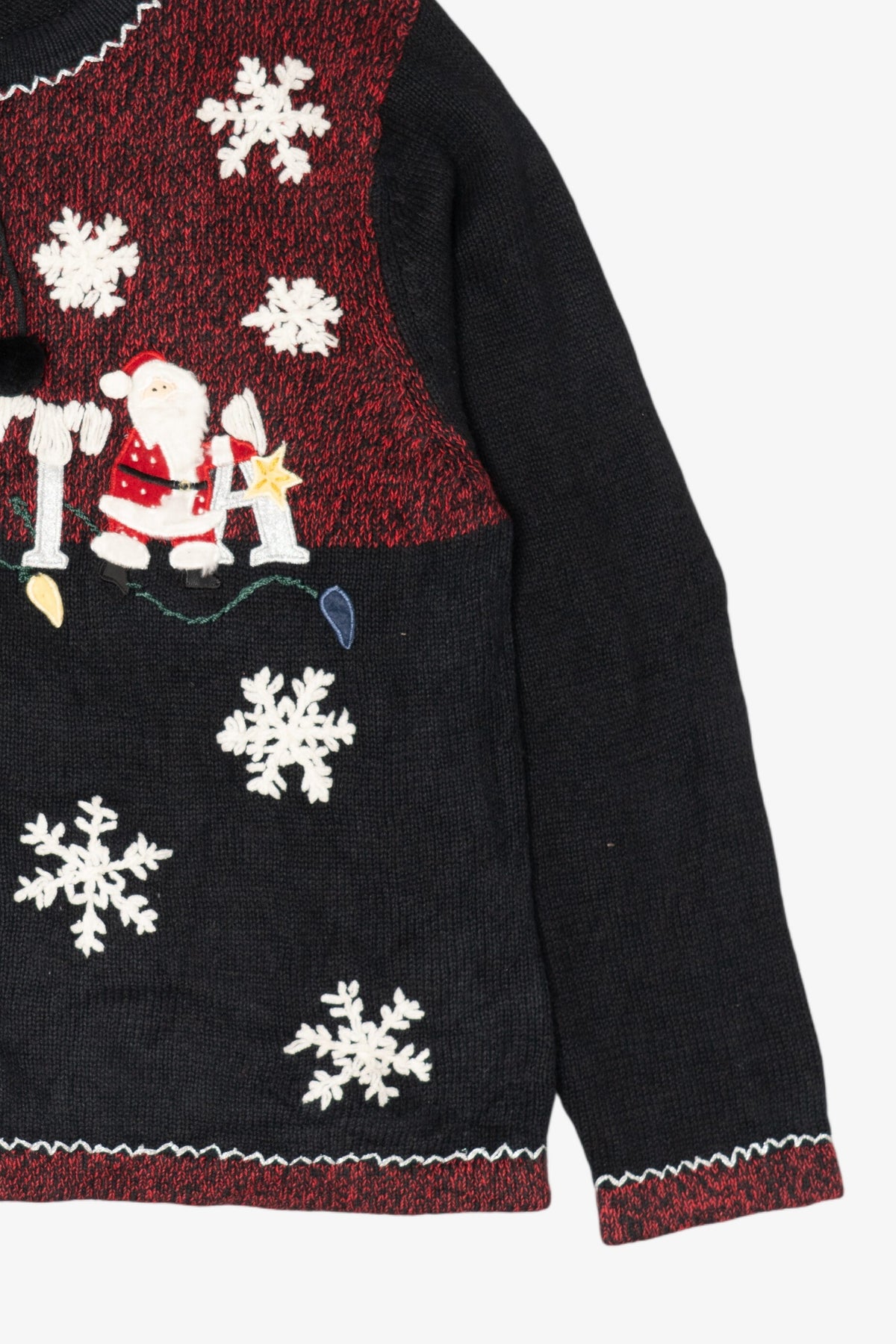 Vintage Black All Points Santa Ugly Christmas Cardigan (1990s)