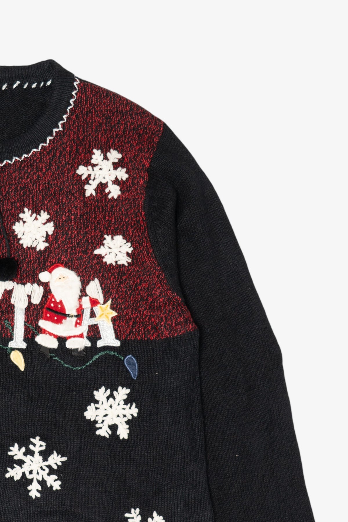 Vintage Black All Points Santa Ugly Christmas Cardigan (1990s)