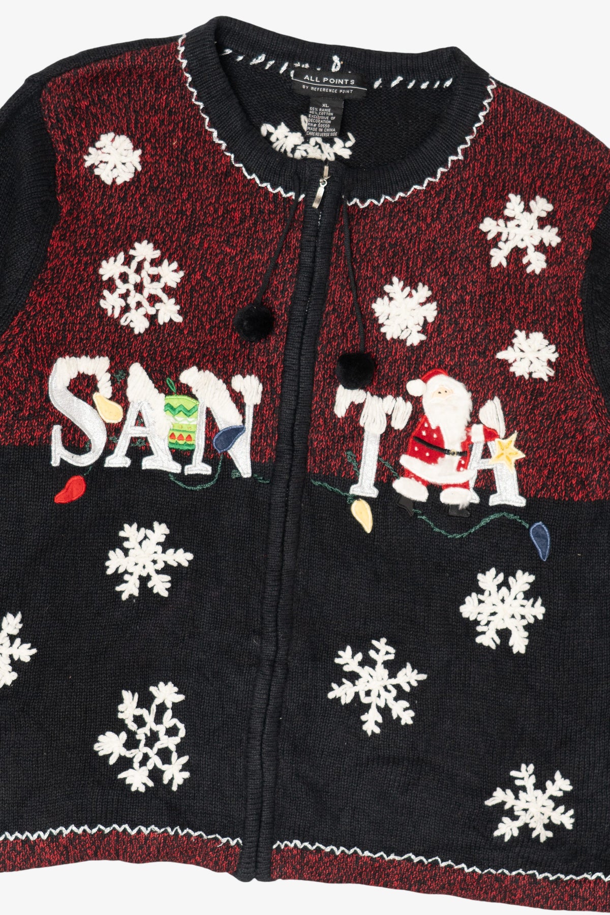Vintage Black All Points Santa Ugly Christmas Cardigan (1990s)