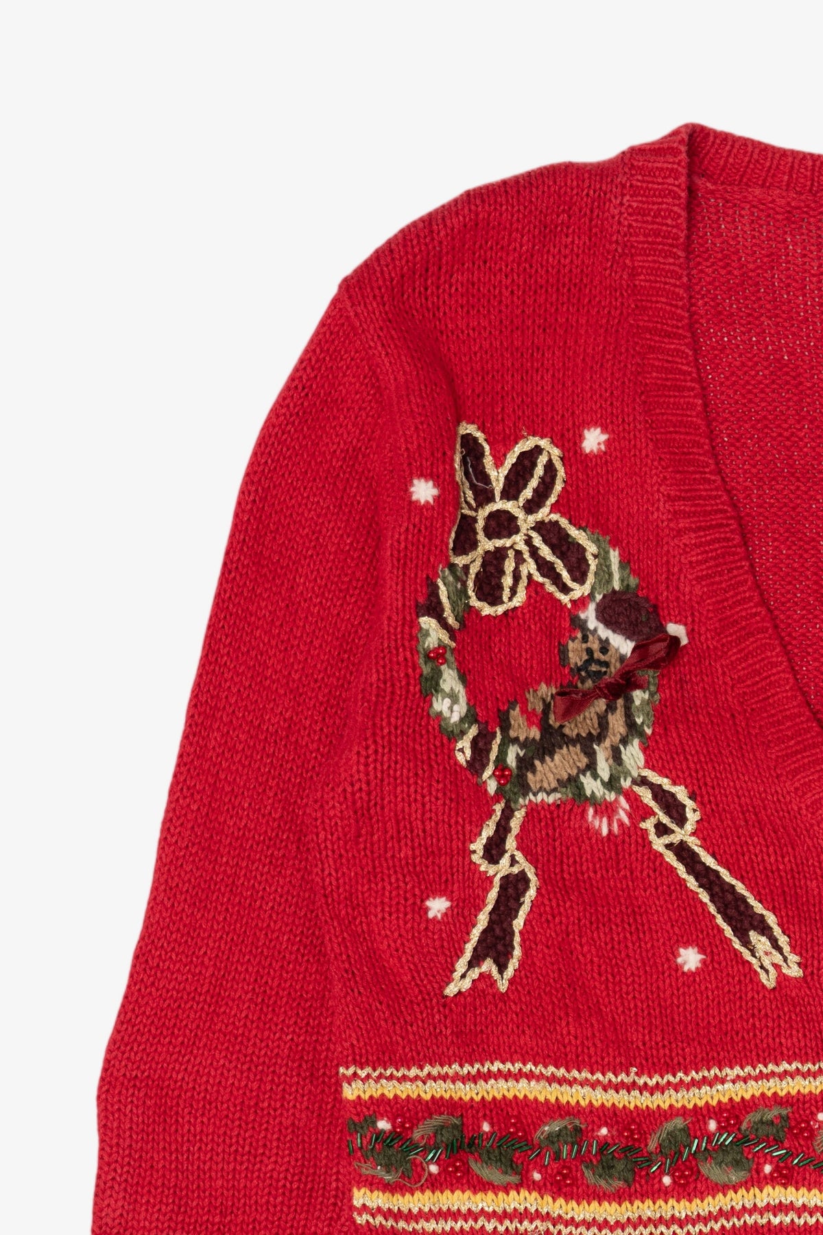 Vintage Red Petite Sophisticate Ugly Christmas Cardigan (1990s)