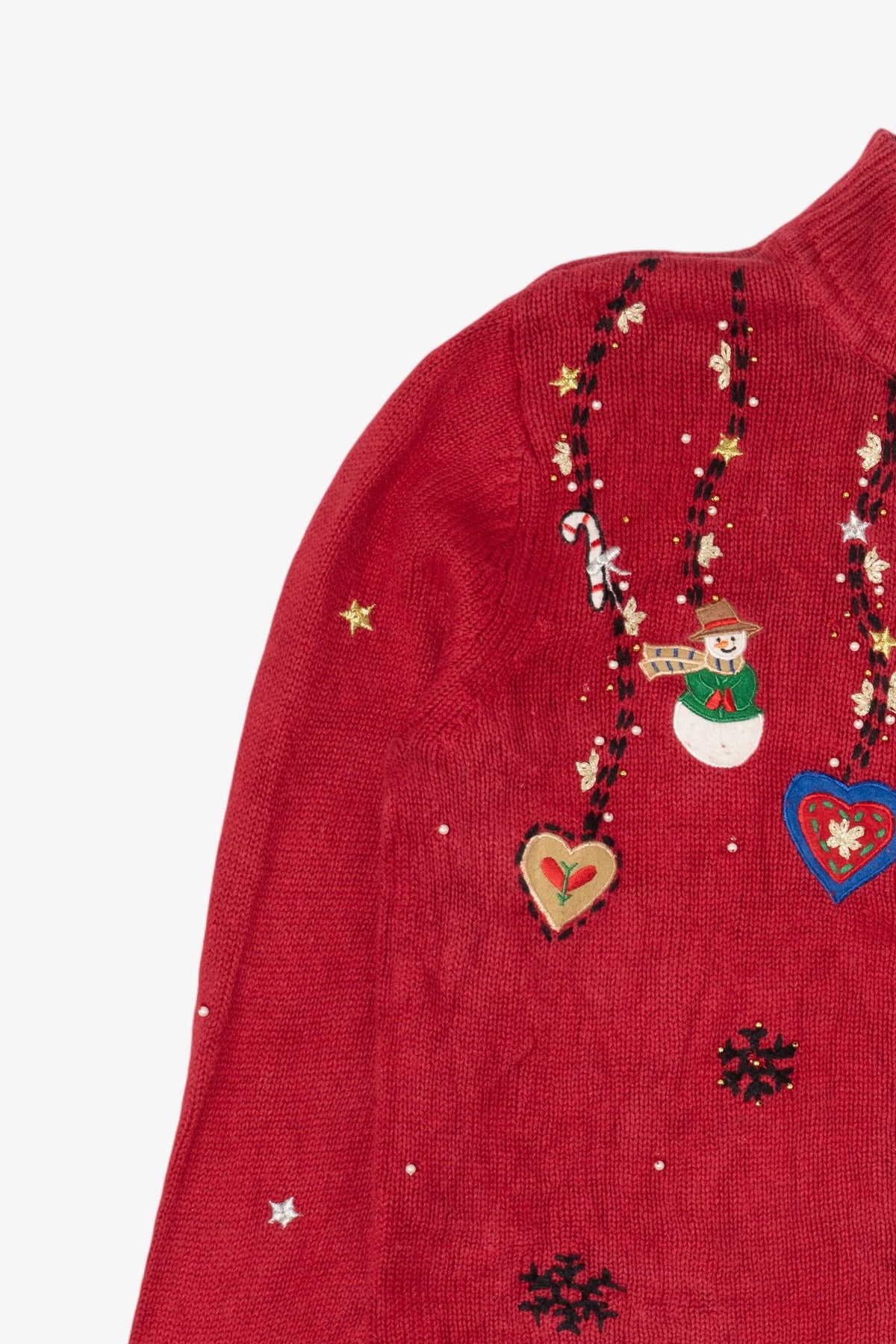 Vintage Red Karen Scott Snowmen Ugly Christmas Cardigan (1990s)
