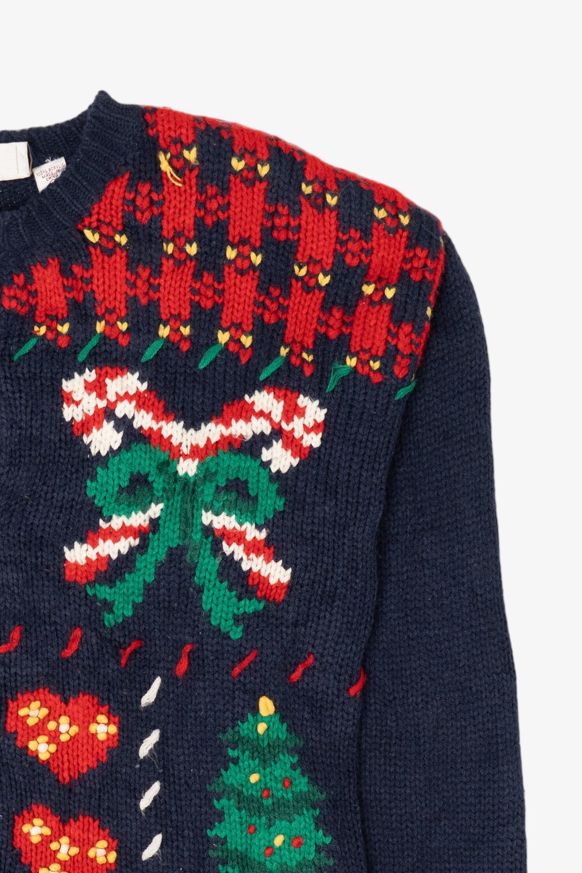 Vintage Navy Blue Karen Scott Ugly Christmas Cardigan (1990s)