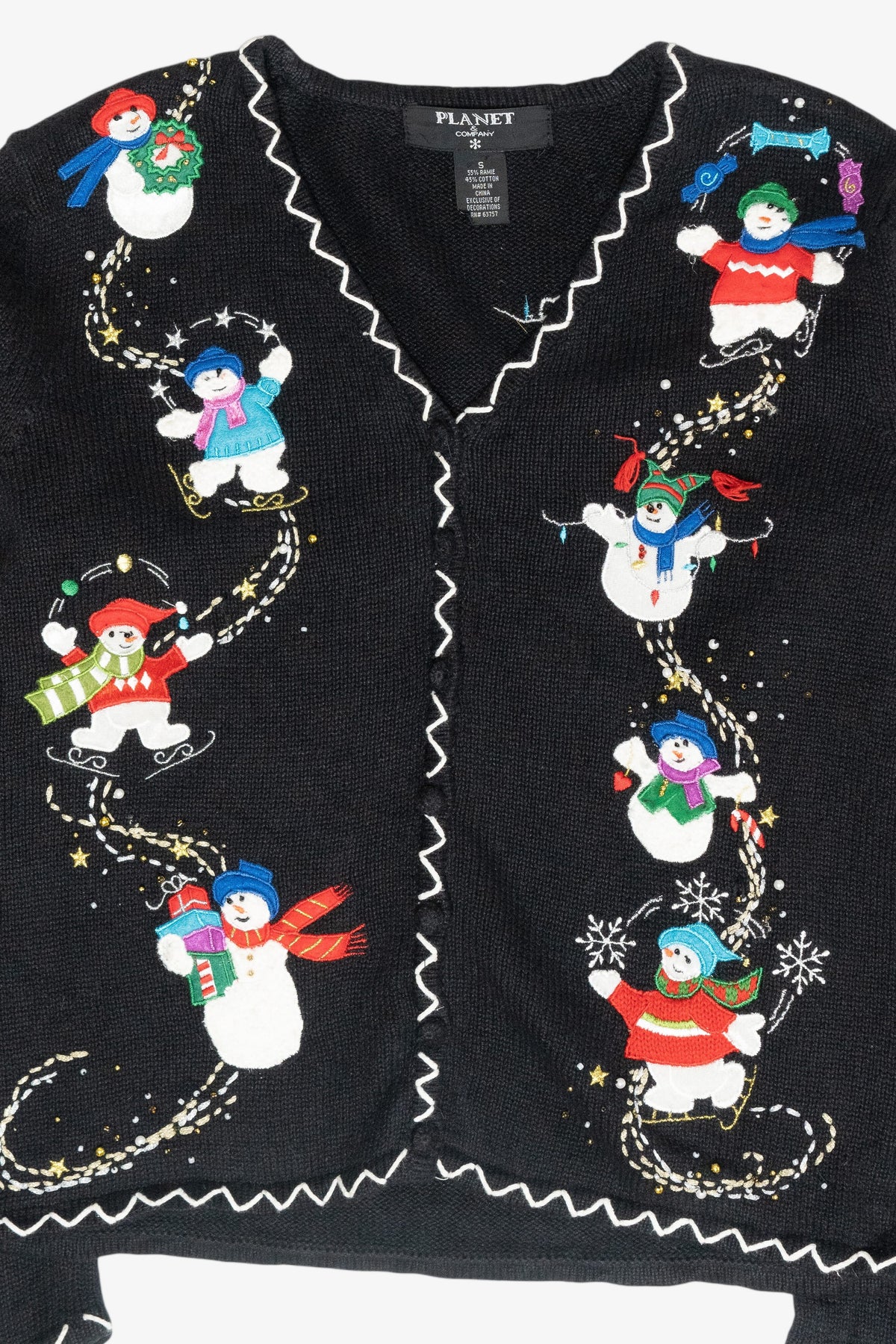Silly Snowmen Vintage Ugly Christmas Cardigan (2000s)
