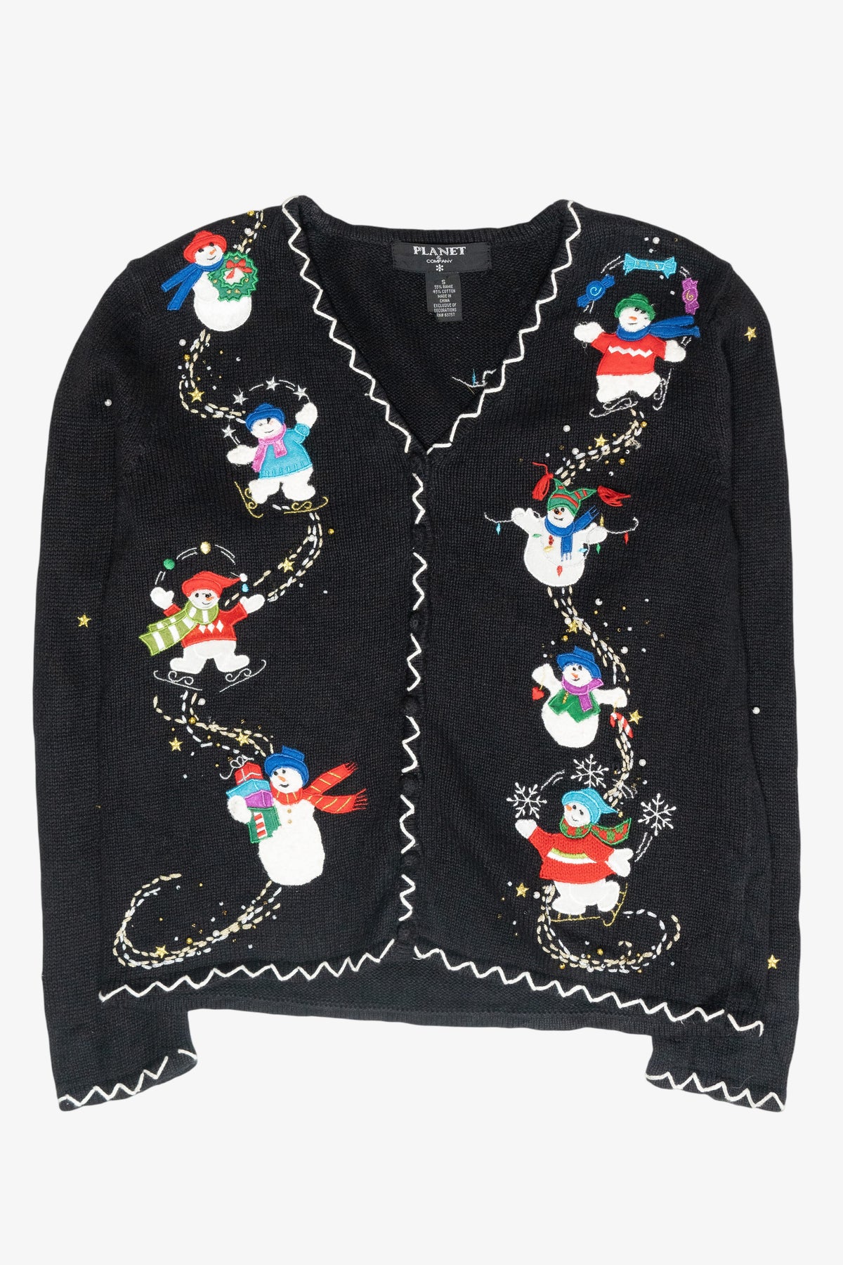 Silly Snowmen Vintage Ugly Christmas Cardigan (2000s)