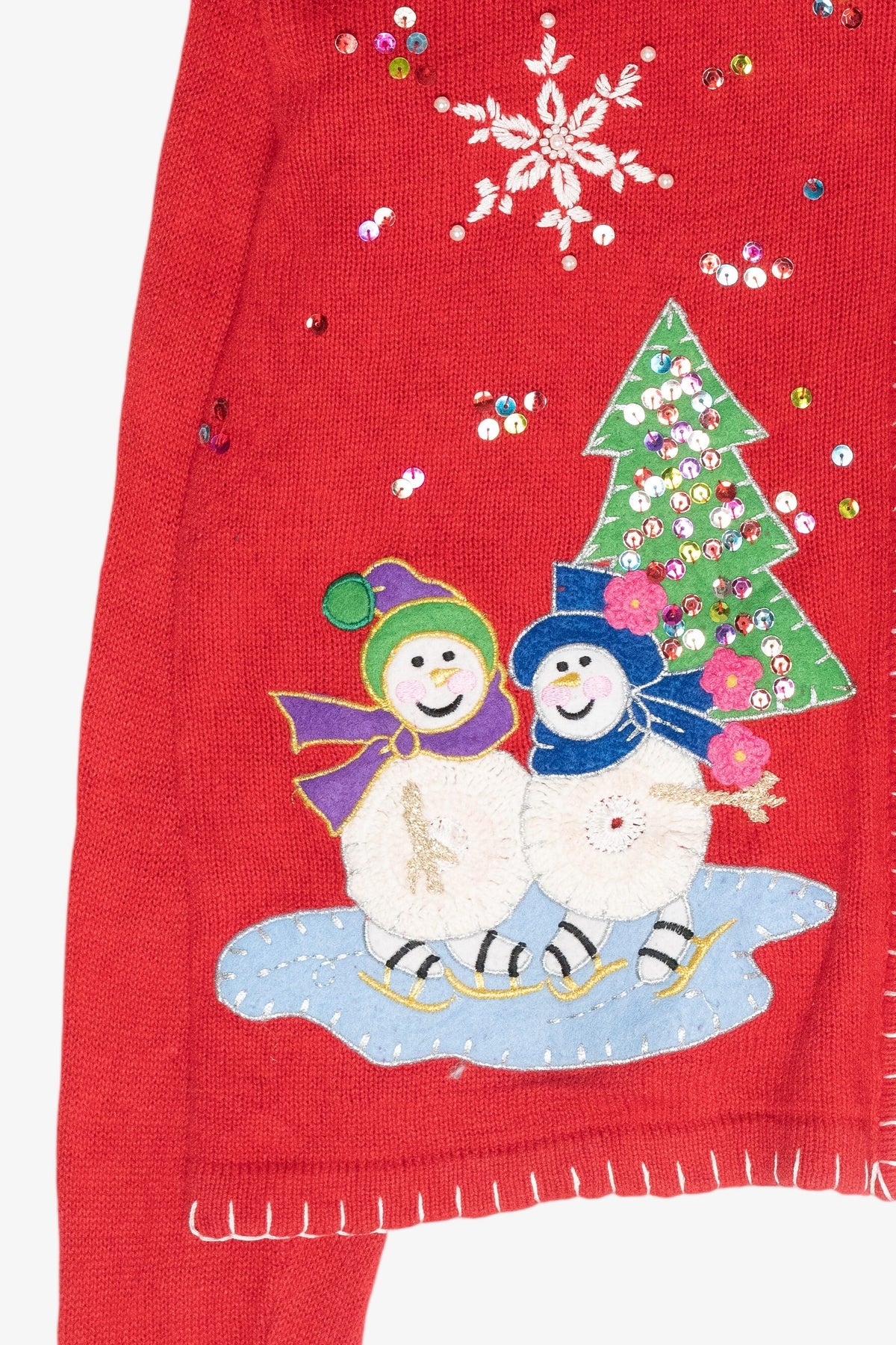 Snowmen Vintage Ugly Christmas Zip Cardigan (2000s)