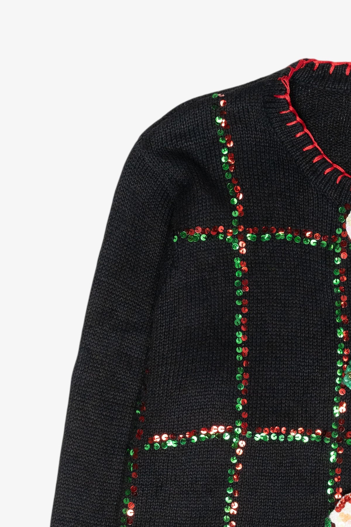 Sequin Snowmen Vintage Ugly Christmas Cardigan (1990s)