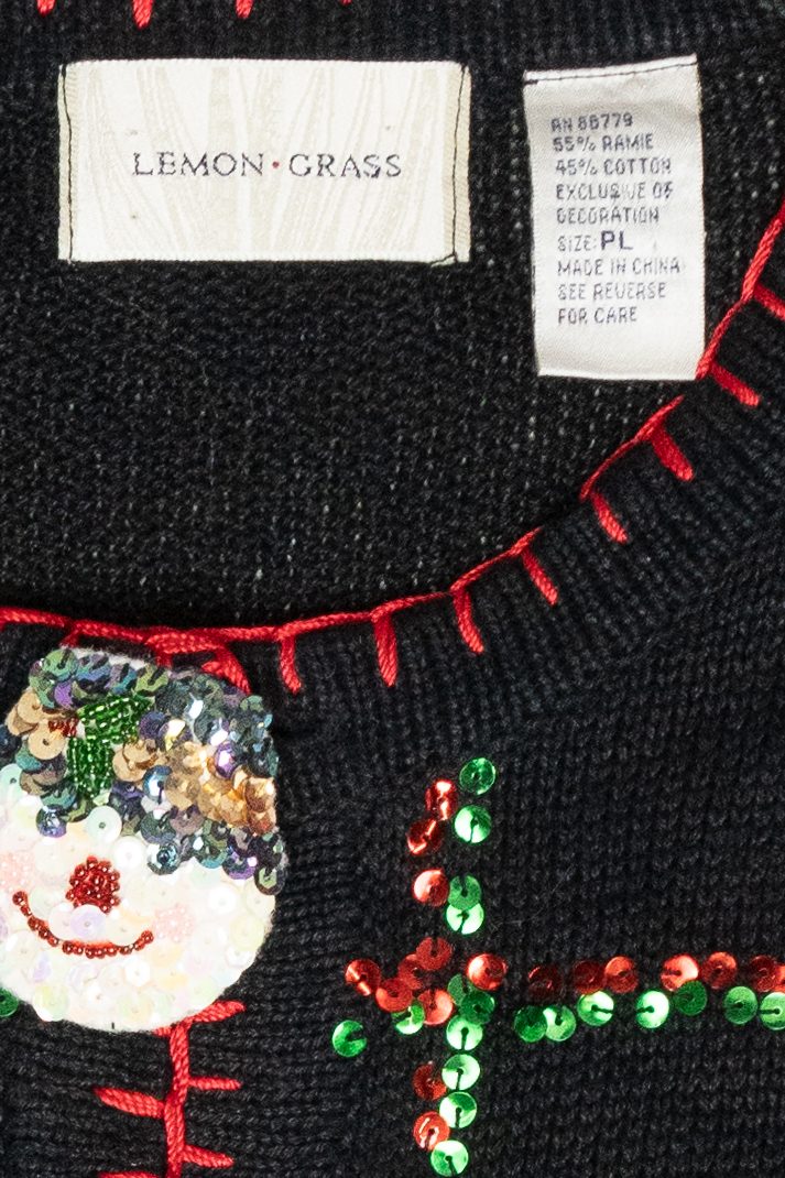 Sequin Snowmen Vintage Ugly Christmas Cardigan (1990s)