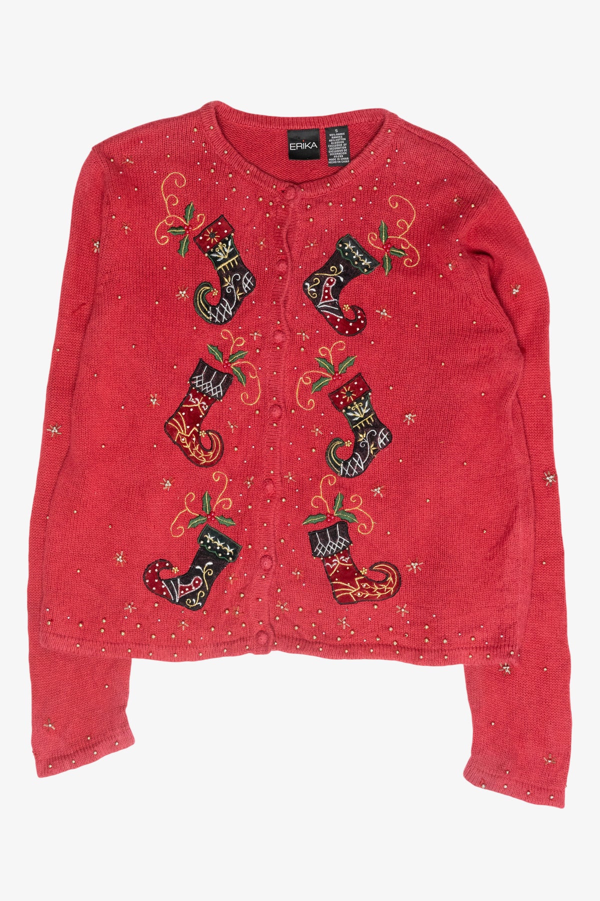 Elf Stockings Vintage Ugly Christmas Cardigan (2000s)