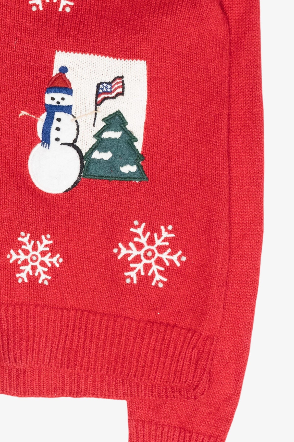 Patriotic Snowmen Vintage Ugly Christmas Cardigan (2000s)