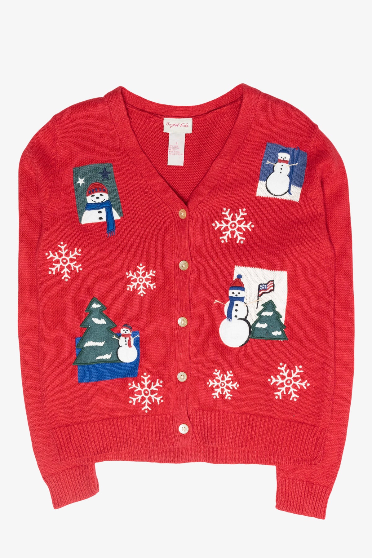 Patriotic Snowmen Vintage Ugly Christmas Cardigan (2000s)