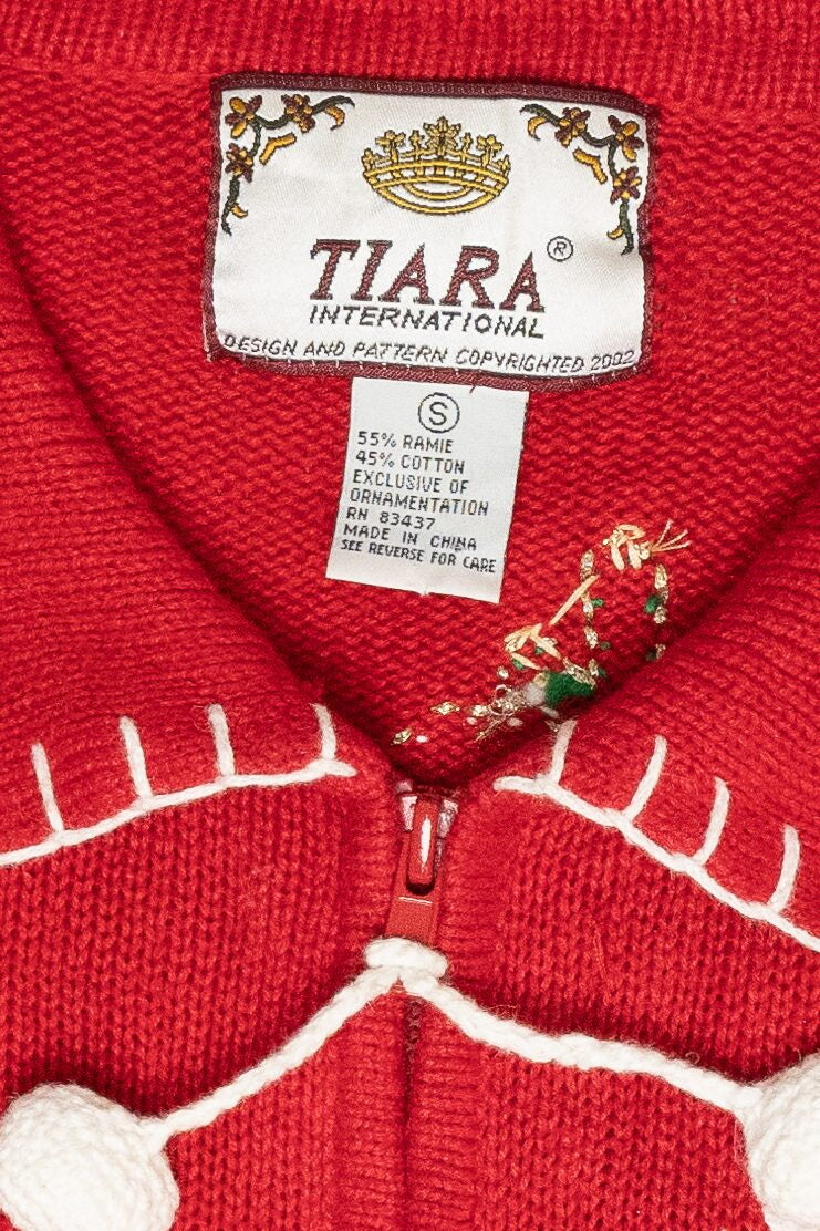 Skiing Snowmen Vintage Ugly Christmas Cardigan (2000s)