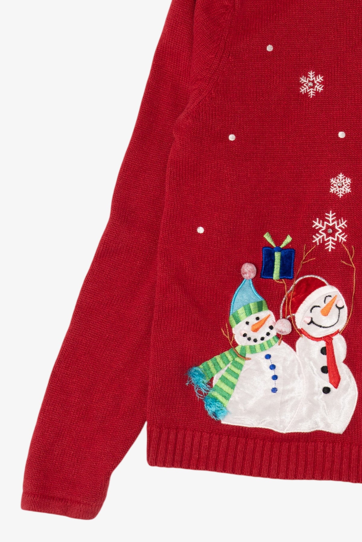 Vintage Red Classic Elements Snowmen Ugly Christmas Cardigan (2000s)
