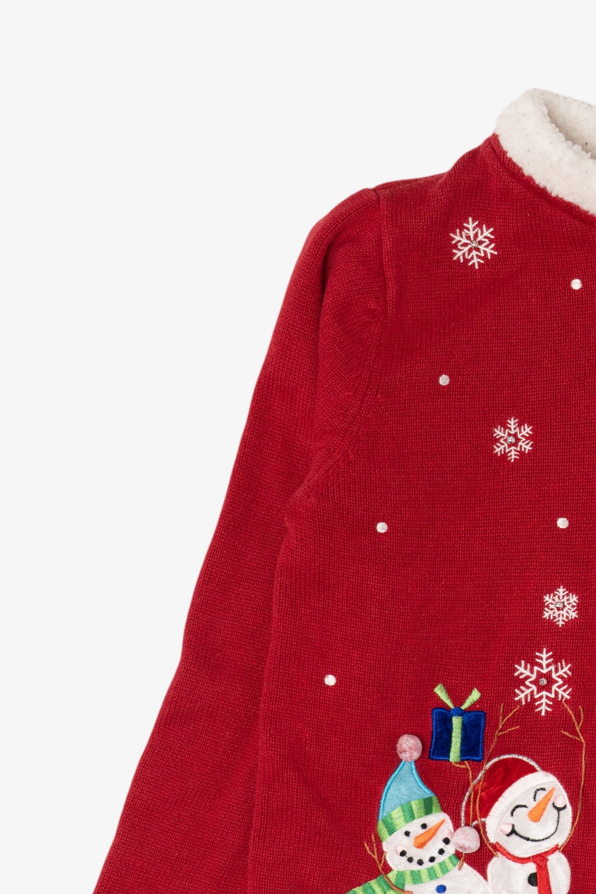 Vintage Red Classic Elements Snowmen Ugly Christmas Cardigan (2000s)